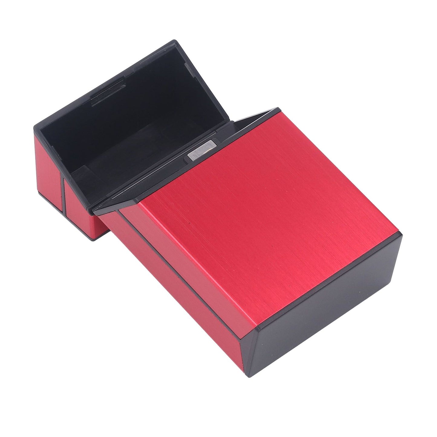 Magnetic Cigarette Case 20 Capacity Universal Flip Cover Aluminum Alloy Cigarette Box for Women Men Red