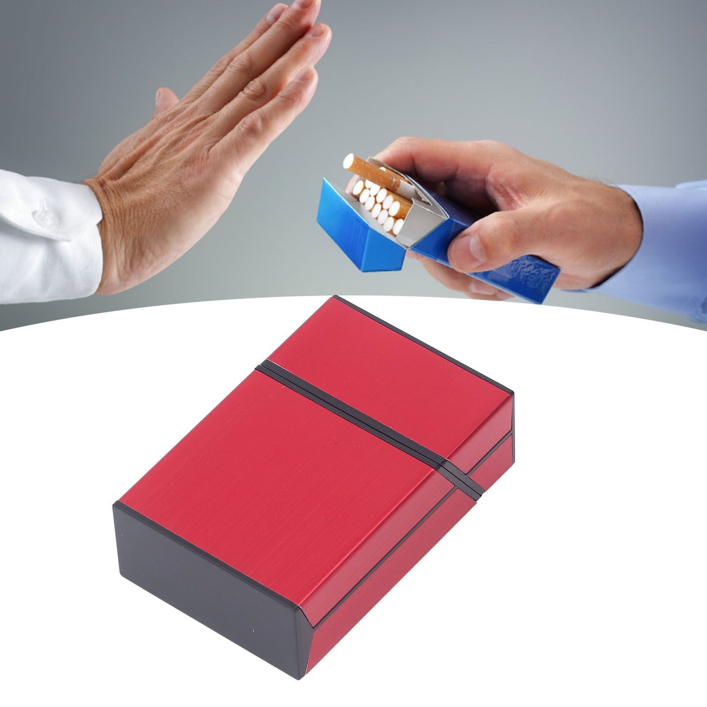 Magnetic Cigarette Case 20 Capacity Universal Flip Cover Aluminum Alloy Cigarette Box for Women Men Red