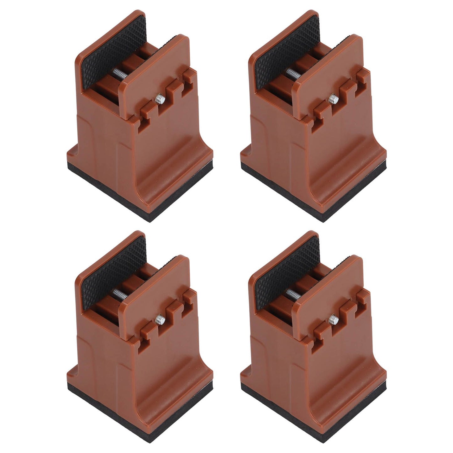 4pcs Adjustable Furniture Risers with Screw Clamp Rubber Bed Couch Risers for Heavy Duty Furniture Brown