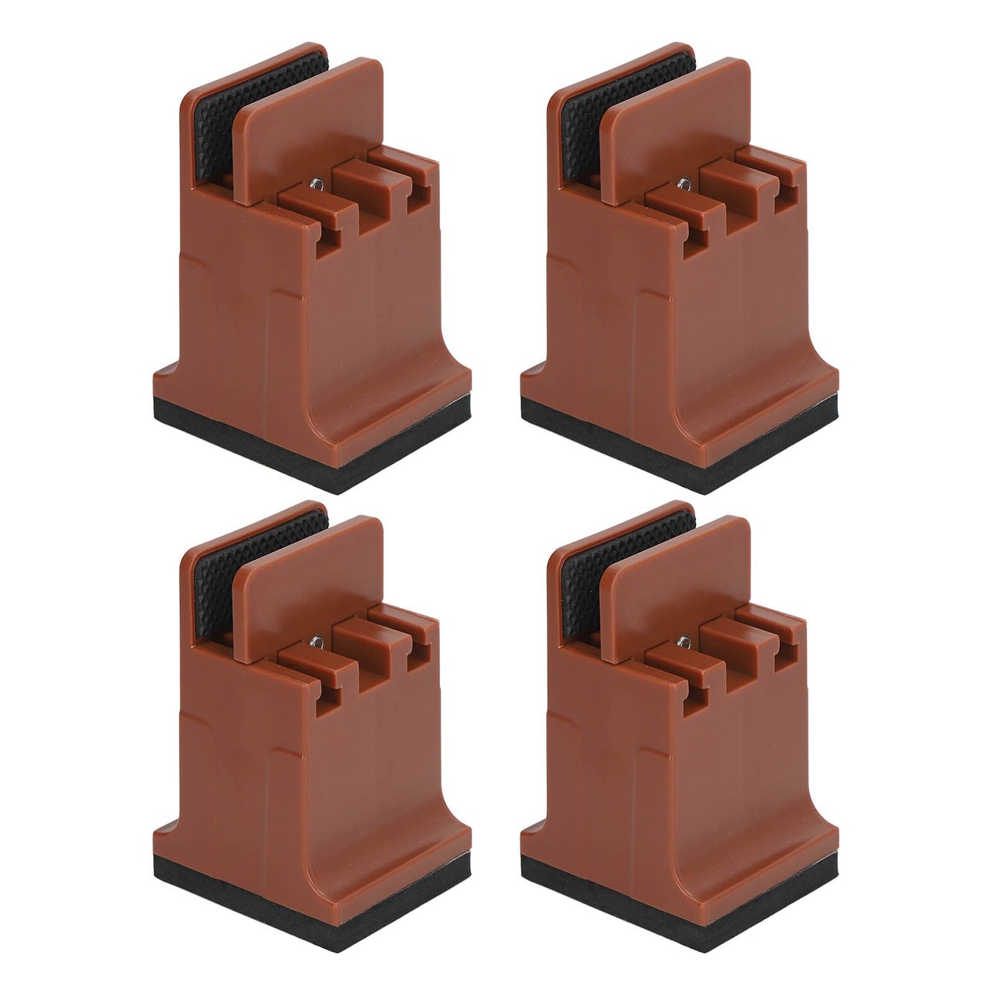 4pcs Adjustable Furniture Risers with Screw Clamp Rubber Bed Couch Risers for Heavy Duty Furniture Brown