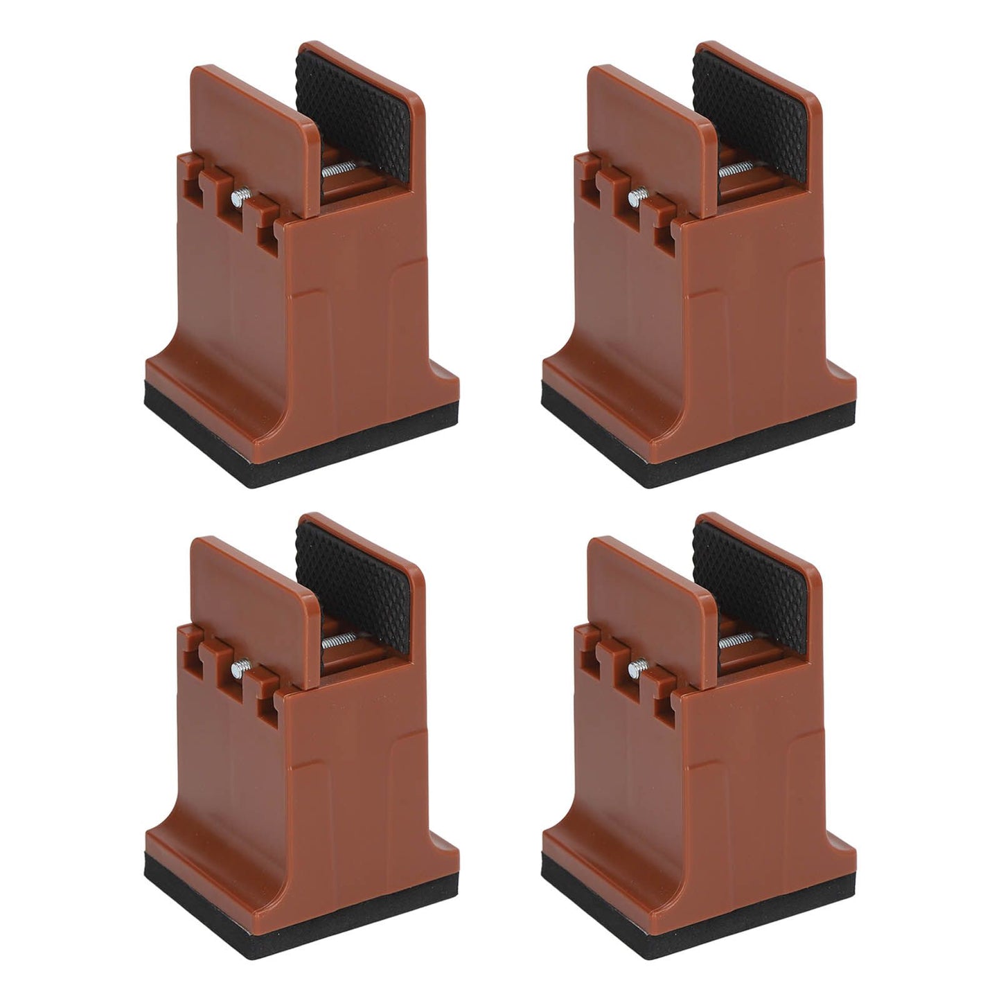 4pcs Adjustable Furniture Risers with Screw Clamp Rubber Bed Couch Risers for Heavy Duty Furniture Brown