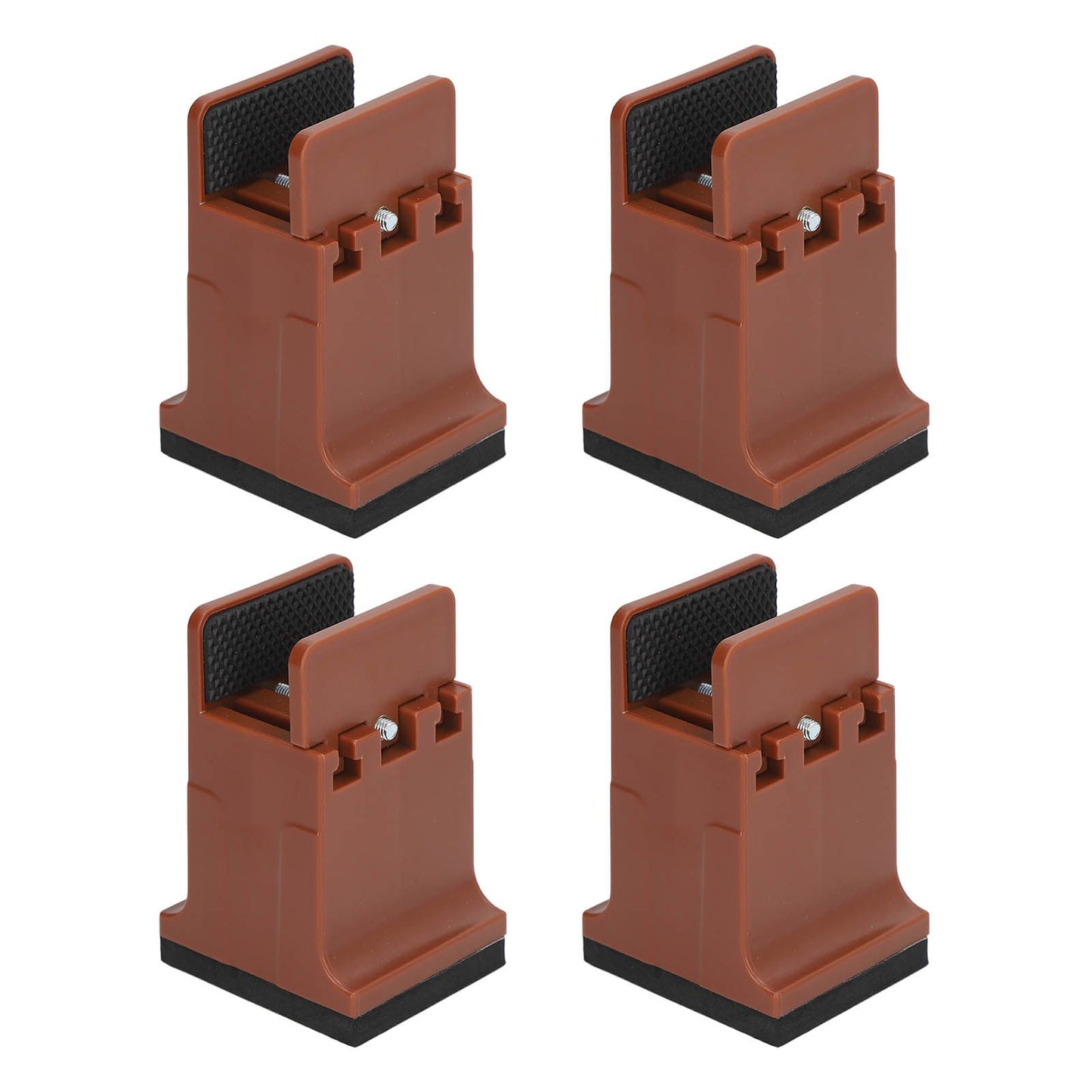 4pcs Adjustable Furniture Risers with Screw Clamp Rubber Bed Couch Risers for Heavy Duty Furniture Brown