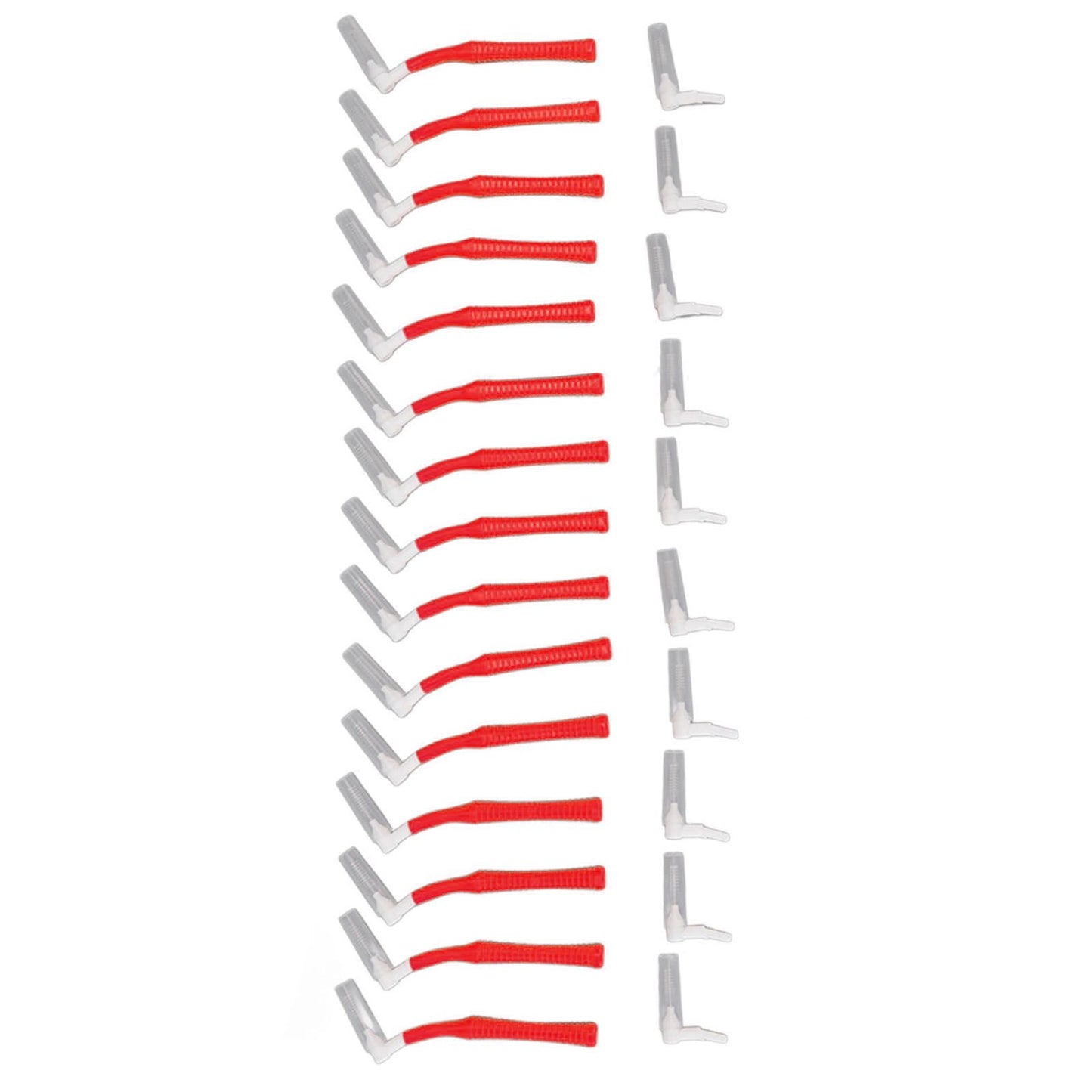25Pcs L Shape Push Pull Interdental Brush Oral Care Teeth Whitening Dental Tooth Pick Tooth Orthodontic Cleaning Brush Red