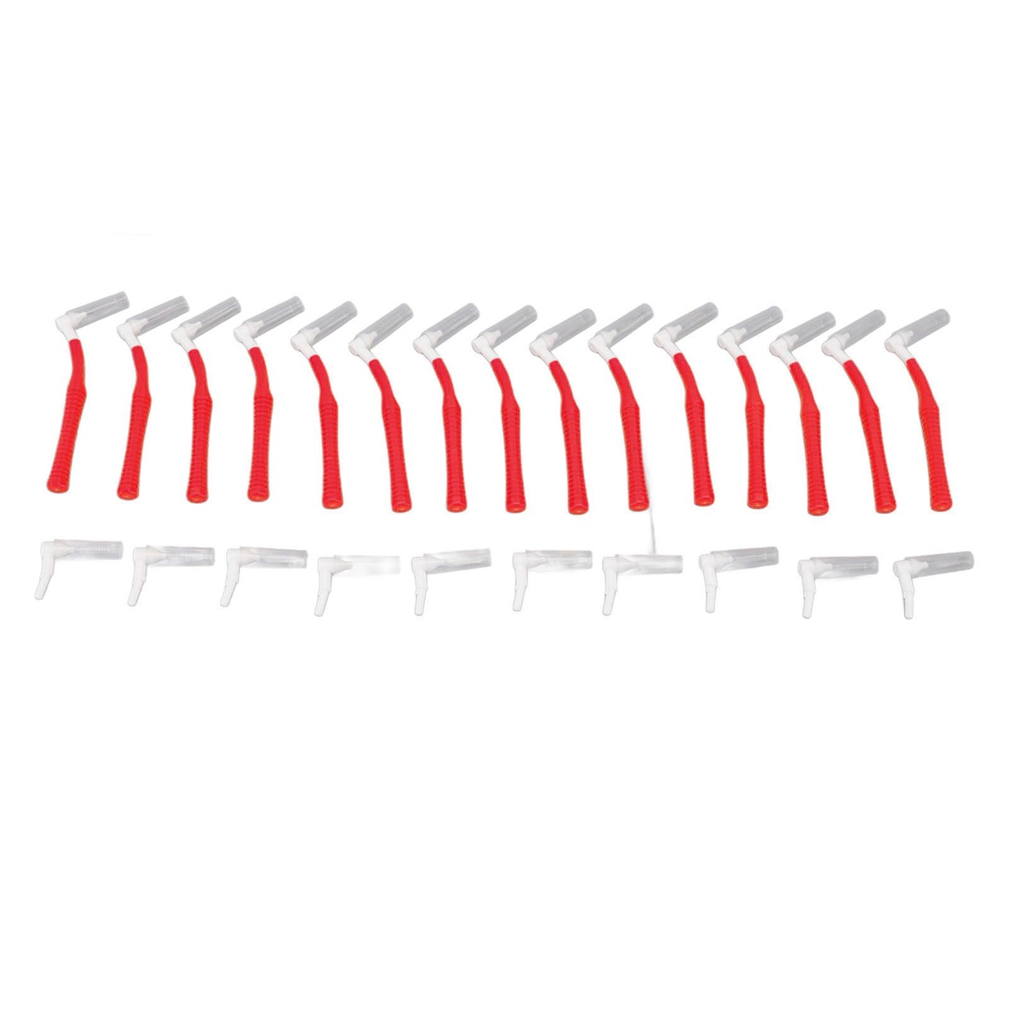 25Pcs L Shape Push Pull Interdental Brush Oral Care Teeth Whitening Dental Tooth Pick Tooth Orthodontic Cleaning Brush Red