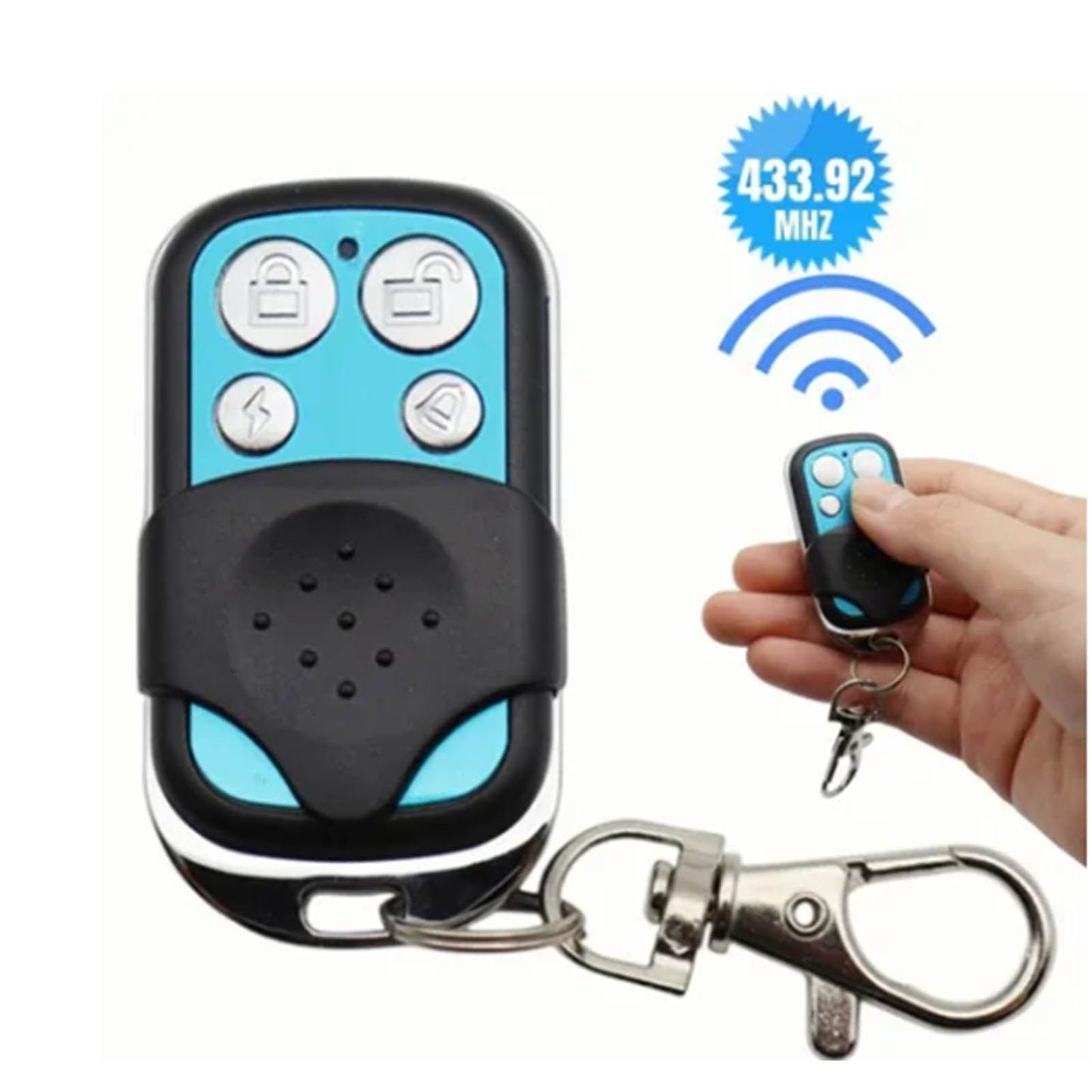 433MHz Wireless Remote Control Switch Cloning Key Fob Doorbells With Keychain for Home Garage Blue 27A 12V 4 Keys