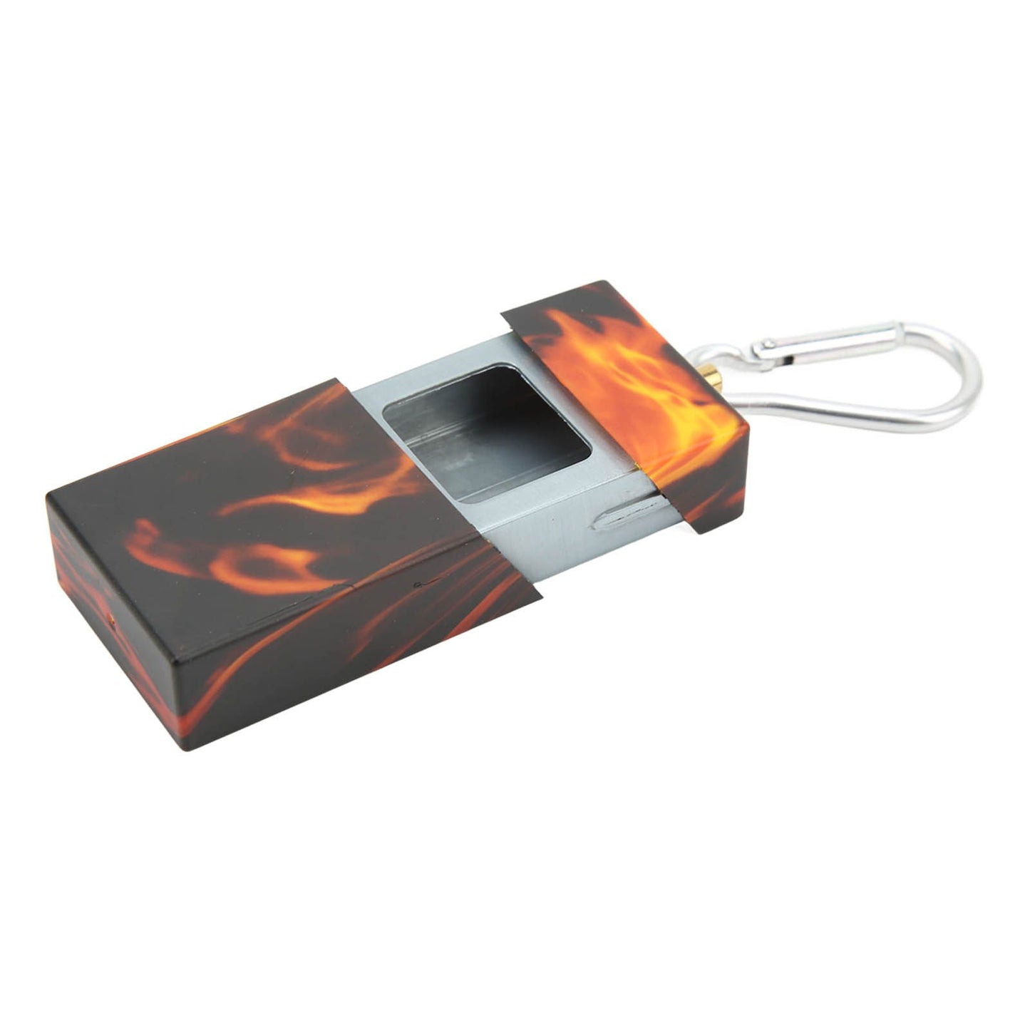 Pocket Ashtray Mini Portable Stainless Steel with Mountaineering Buckle Cigarette Ash Holder for Outdoor Travel Flame
