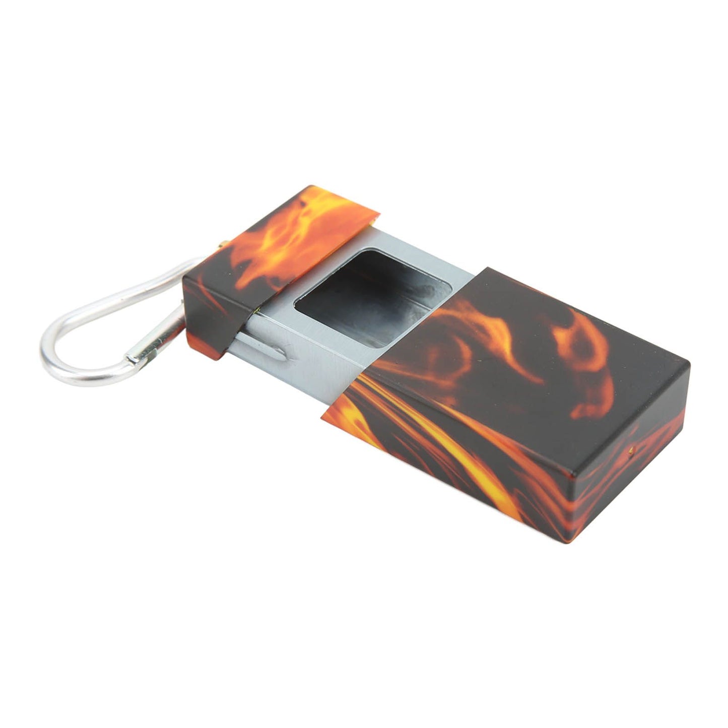 Pocket Ashtray Mini Portable Stainless Steel with Mountaineering Buckle Cigarette Ash Holder for Outdoor Travel Flame