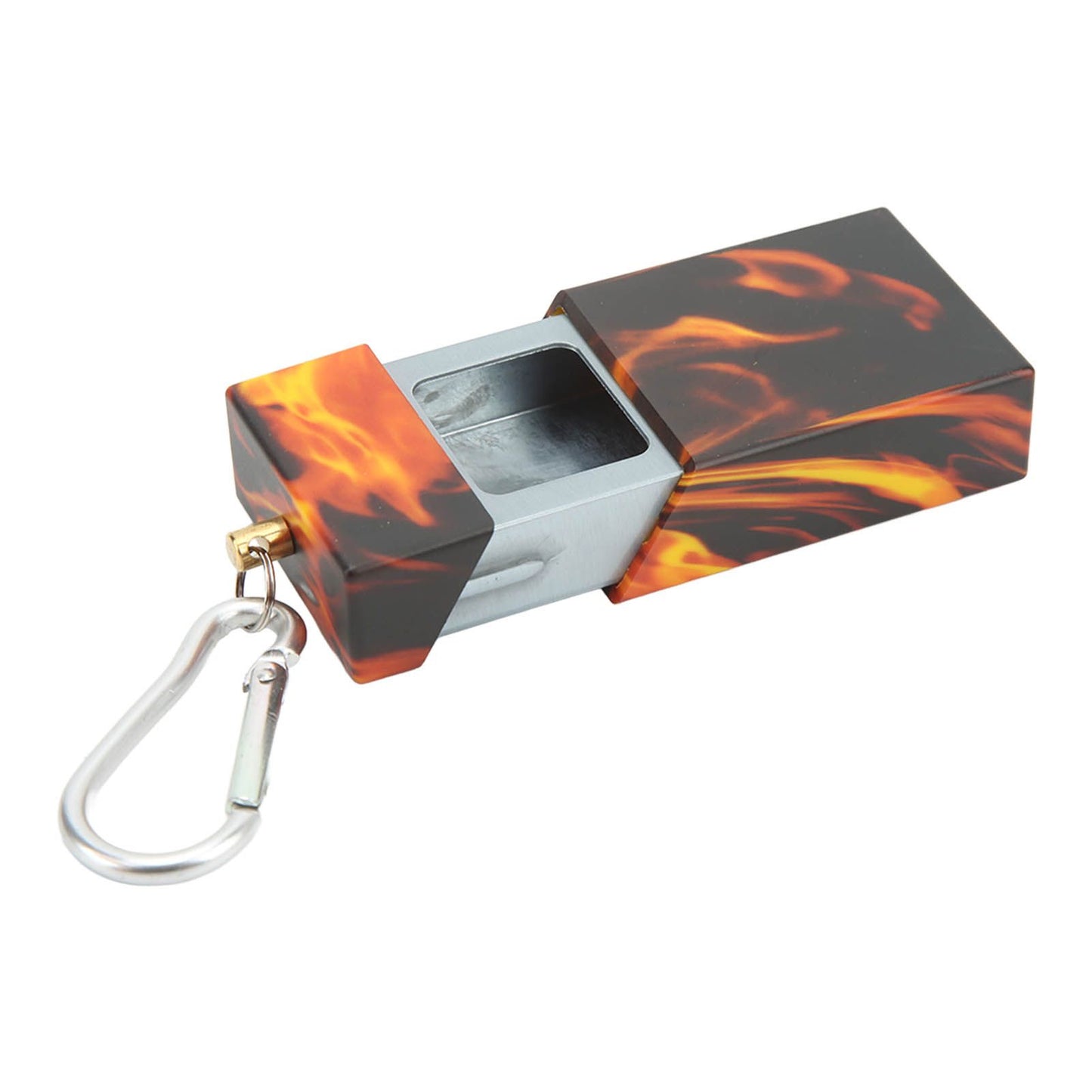 Pocket Ashtray Mini Portable Stainless Steel with Mountaineering Buckle Cigarette Ash Holder for Outdoor Travel Flame