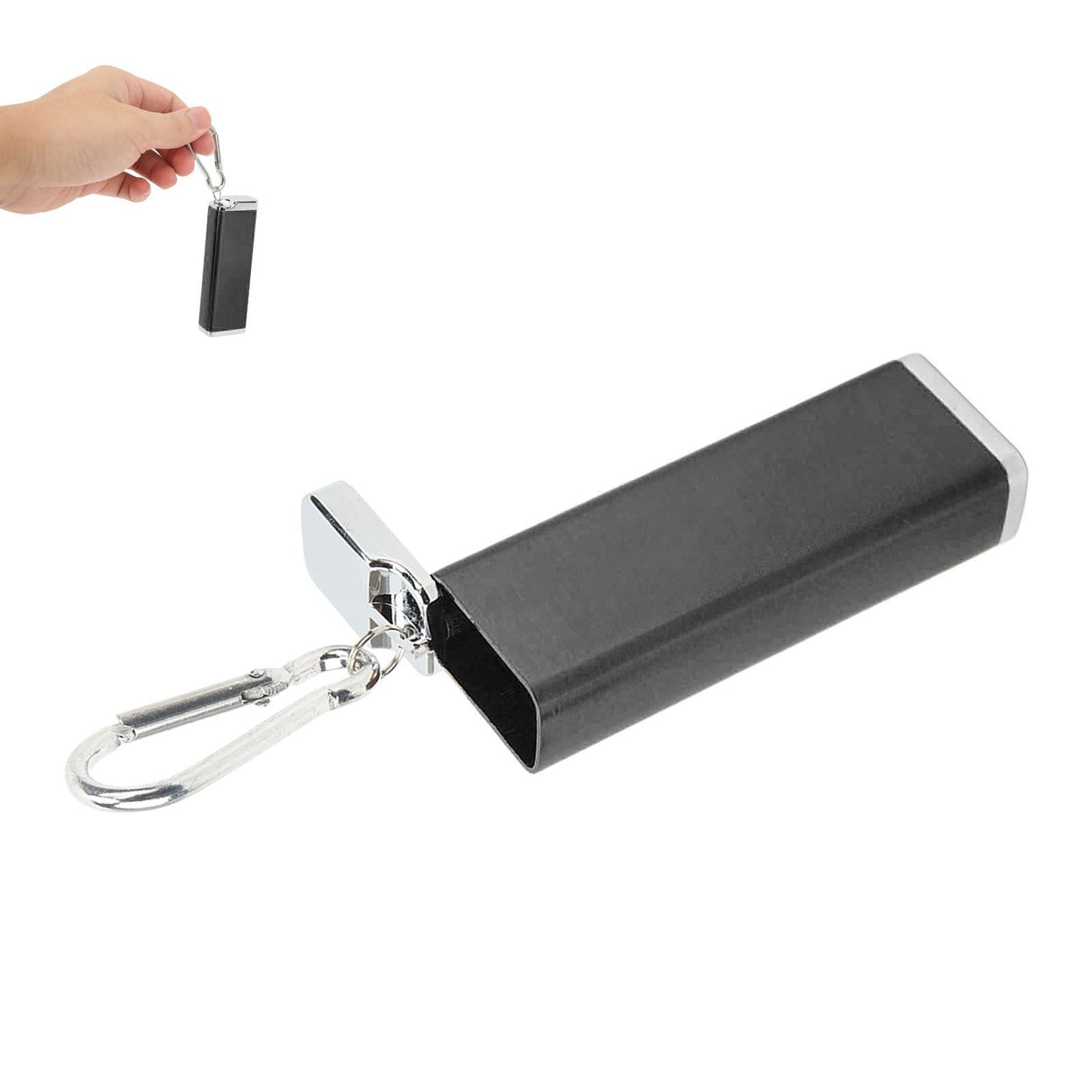 Aluminum Alloy Cigarette Case Box Hold 6pcs with Carabiner Keychain for Men Women Smoking Accessories Black