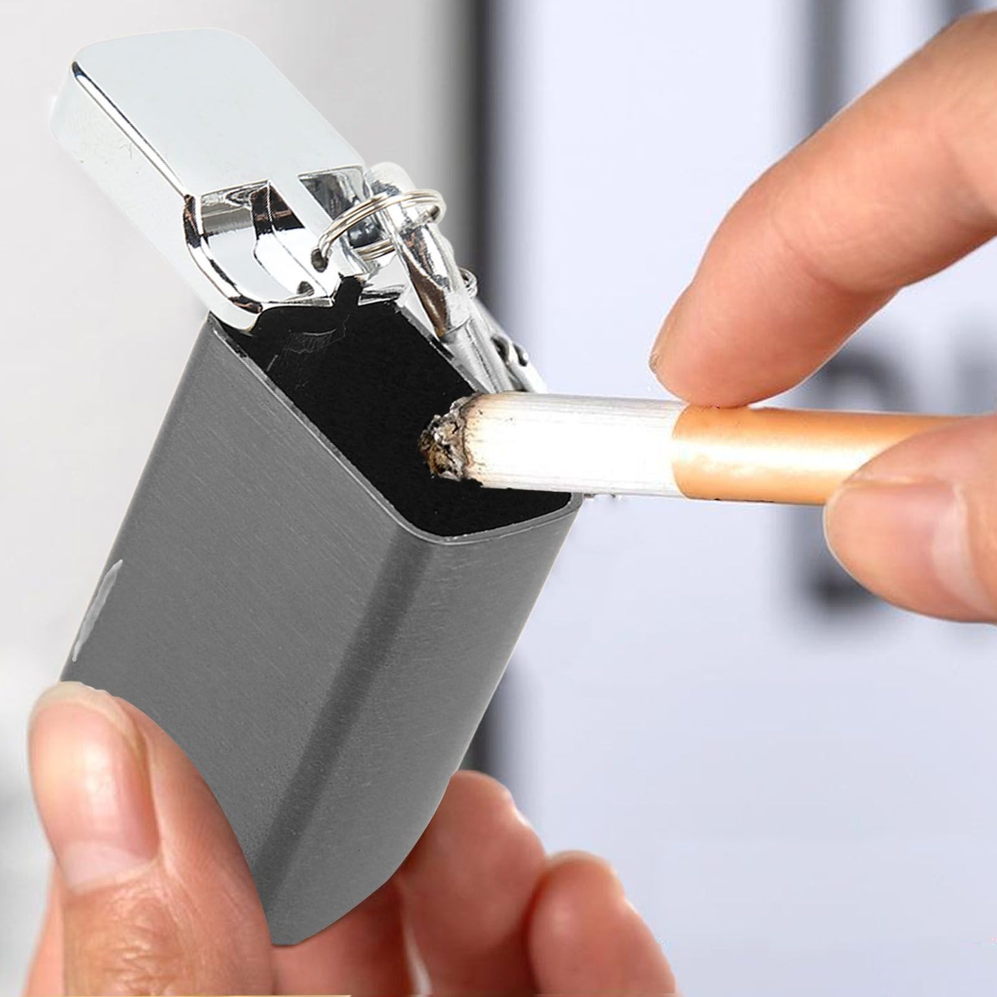 Aluminum Alloy Cigarette Case Box Hold 6pcs with Carabiner Keychain for Men Women Smoking Accessories Black