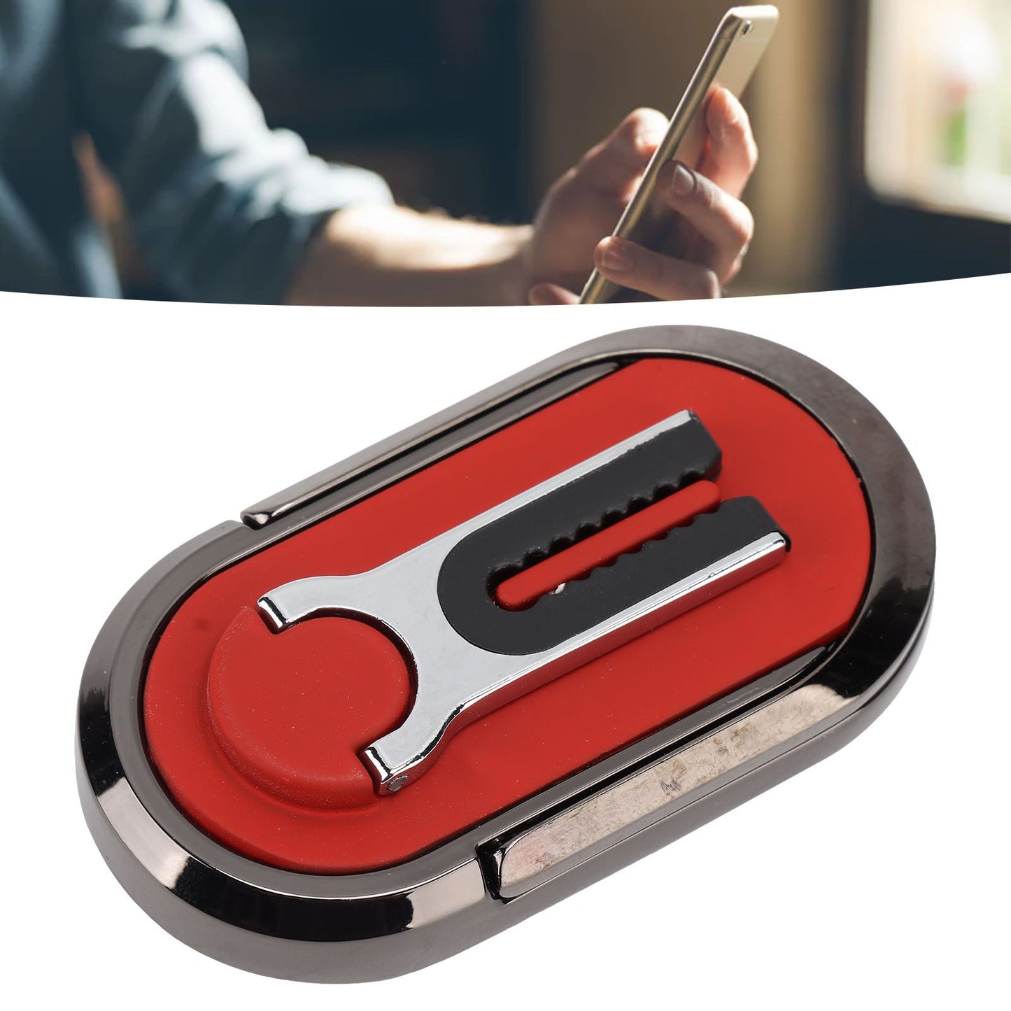 Mobile Phone Holder Stand Cigarette Lighter Rechargeable with Charging Cable Phone Ring Holder Red