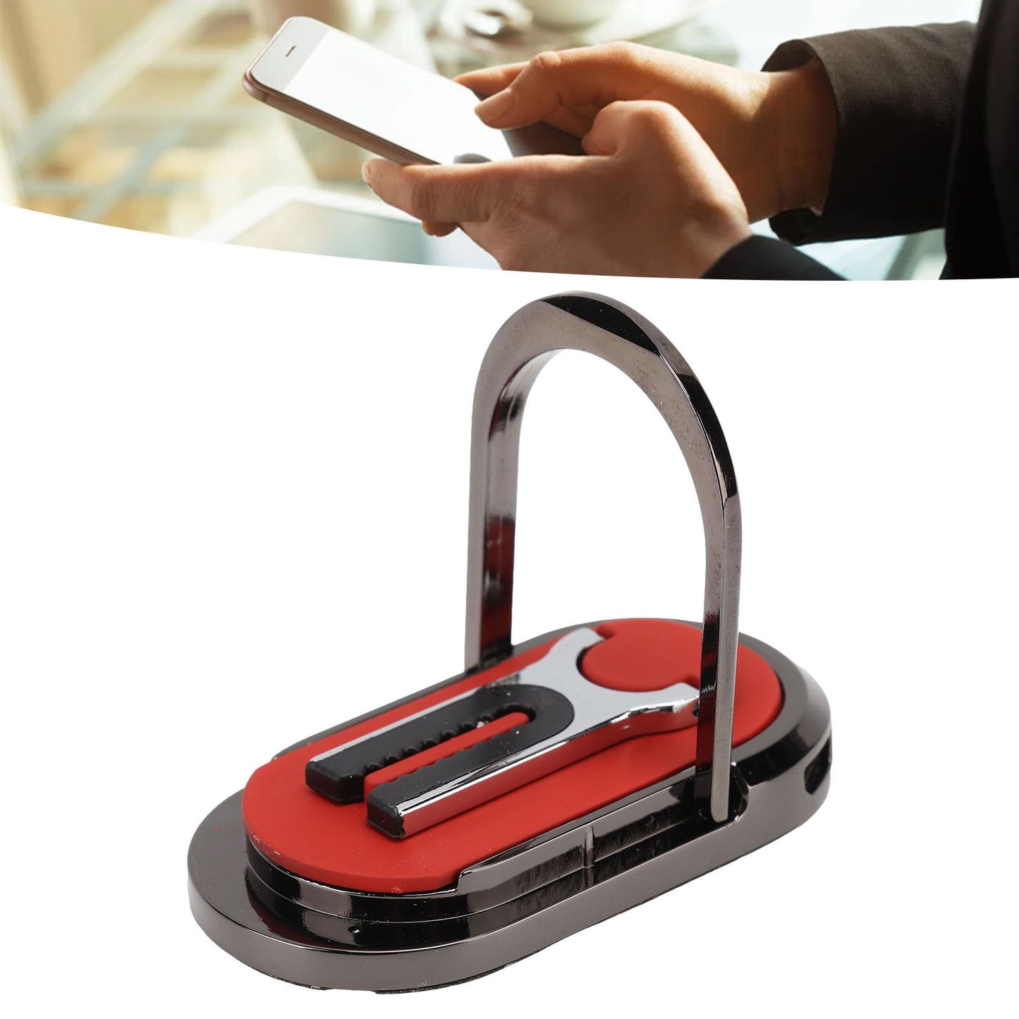 Mobile Phone Holder Stand Cigarette Lighter Rechargeable with Charging Cable Phone Ring Holder Red