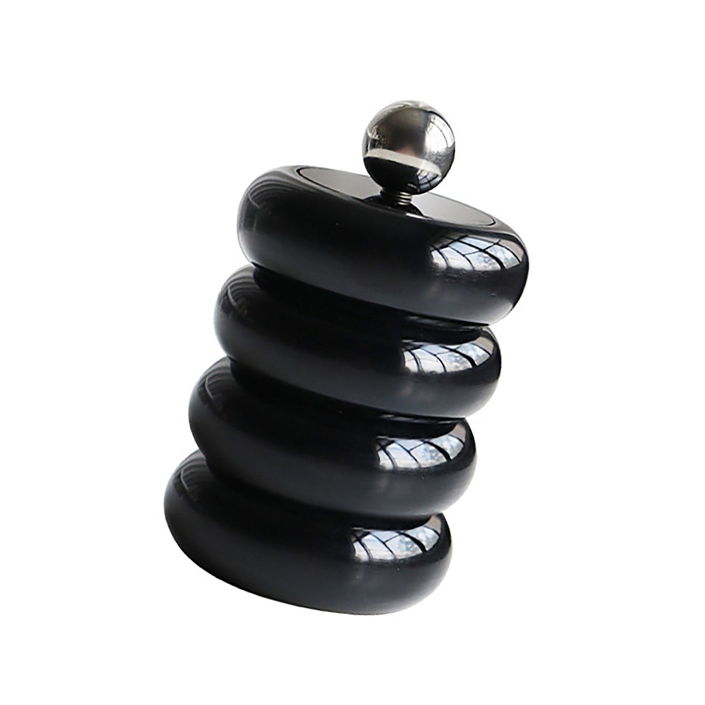 Nordic Style Qtip Holder Dispenser Desktop Dustproof Cotton Swab Storage Container Doughnut Shape Makeup Storage Box with Lid Black 4 Layers