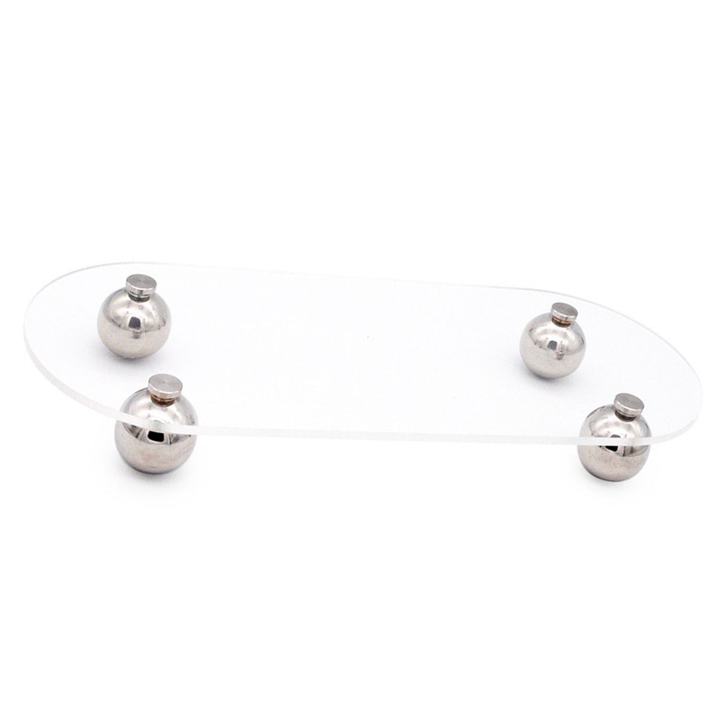 Acrylic Storage Tray Clear Transparent Stainless Steel Round Feet Minimalist Style Decorative Practical Desktop Shelf for Cafes Oval