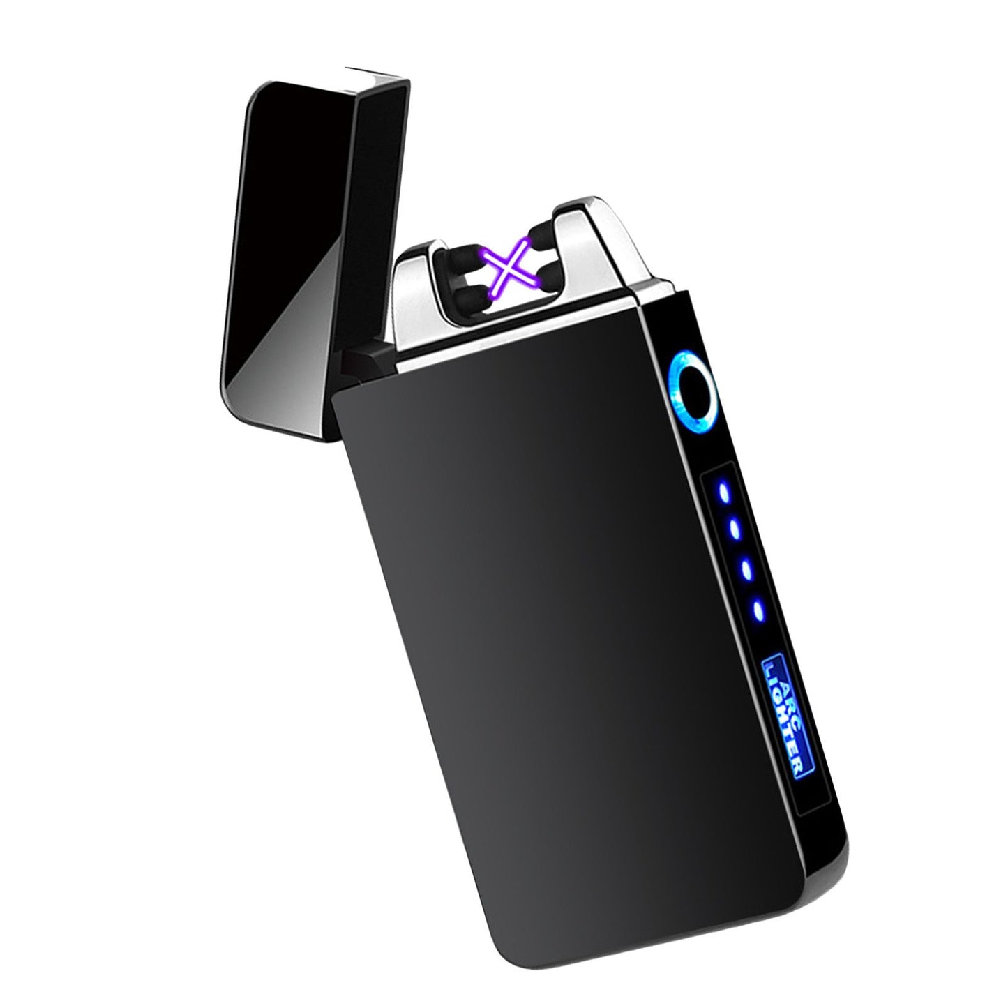 Double Arc Pulsing Cigarette Lighter Zinc Alloy Side Pressing Type Power Display Flameless Electric Lighter for Daily