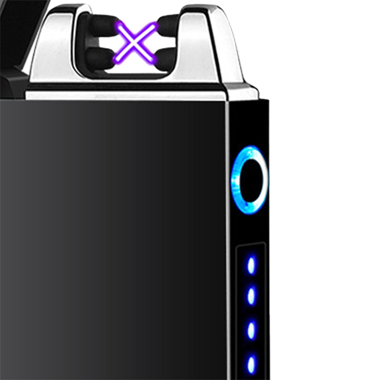 Double Arc Pulsing Cigarette Lighter Zinc Alloy Side Pressing Type Power Display Flameless Electric Lighter for Daily
