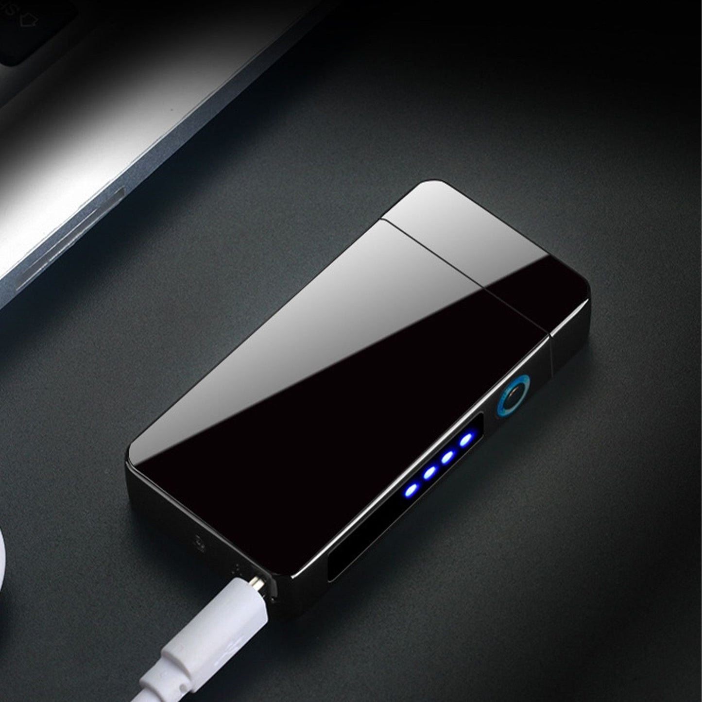 Double Arc Pulsing Cigarette Lighter Zinc Alloy Side Pressing Type Power Display Flameless Electric Lighter for Daily