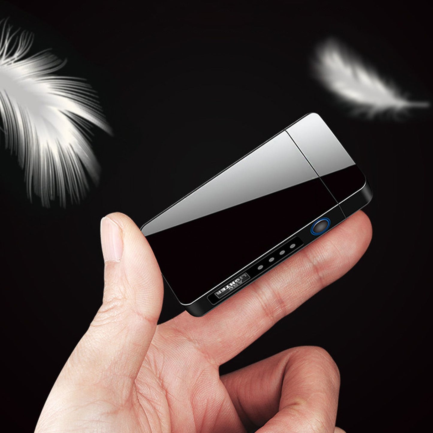 Double Arc Pulsing Cigarette Lighter Zinc Alloy Side Pressing Type Power Display Flameless Electric Lighter for Daily