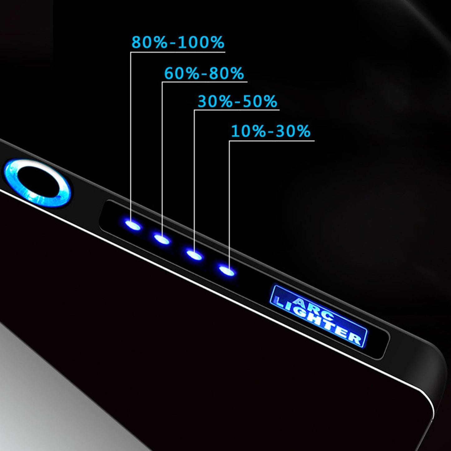 Double Arc Pulsing Cigarette Lighter Zinc Alloy Side Pressing Type Power Display Flameless Electric Lighter for Daily