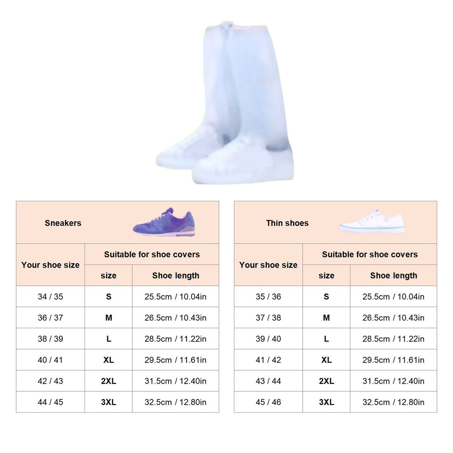 Transparent Knee High Rain Shoe Cover Reusable Waterproof Shoe Cover with Side Zipper for Men Women L