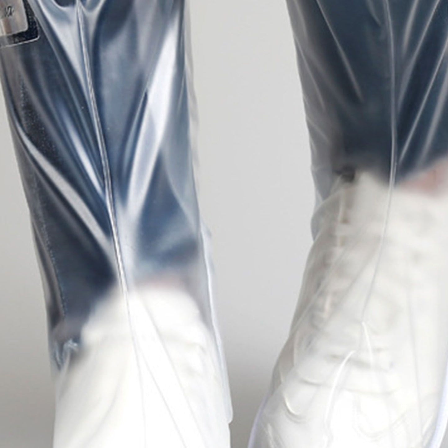 Transparent Knee High Rain Shoe Cover Reusable Waterproof Shoe Cover with Side Zipper for Men Women L