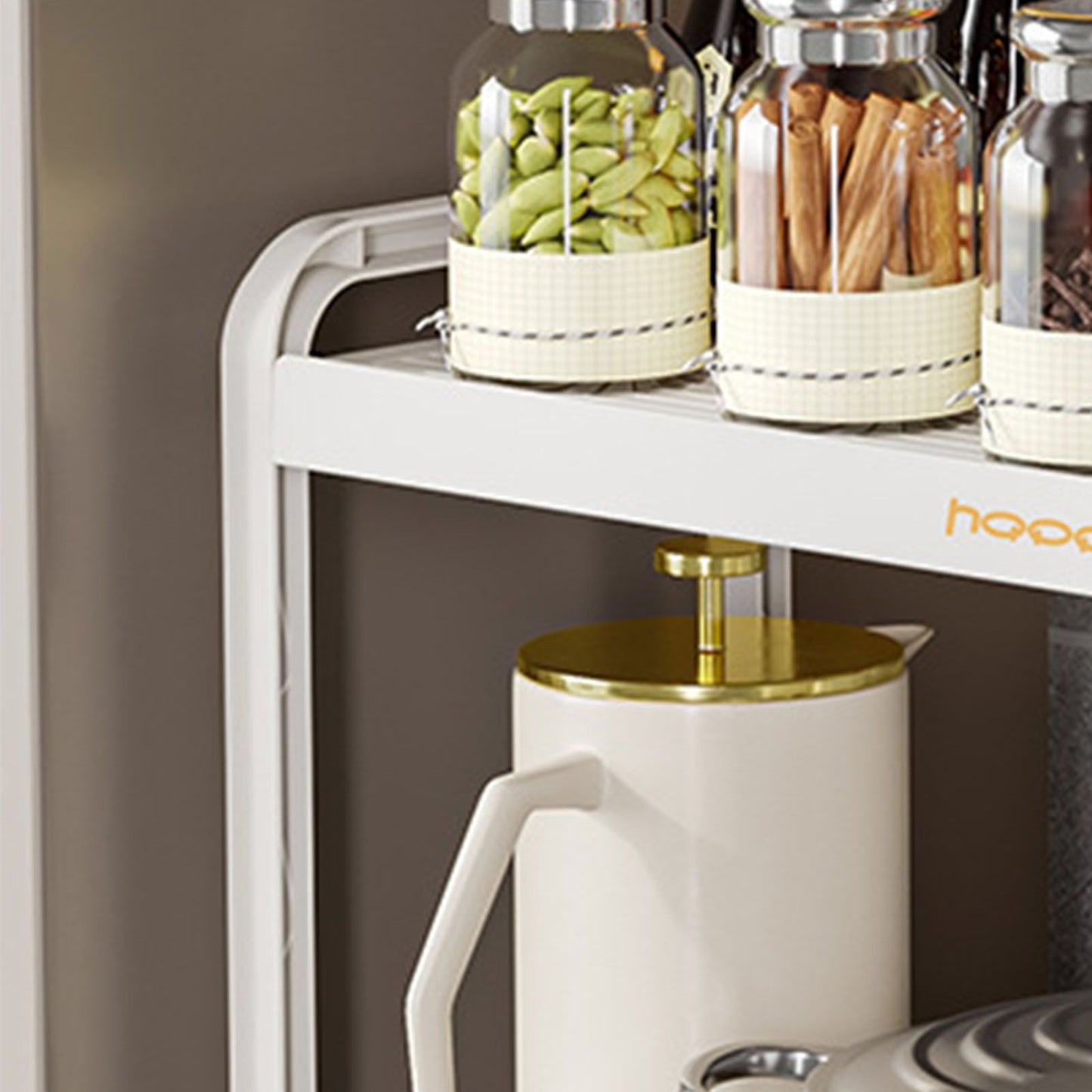 Tabletop Kitchen Storage Rack White Plastic Double Layers Telescopic Kitchen Shelf Organizer for Home Stove Basin 8512 1