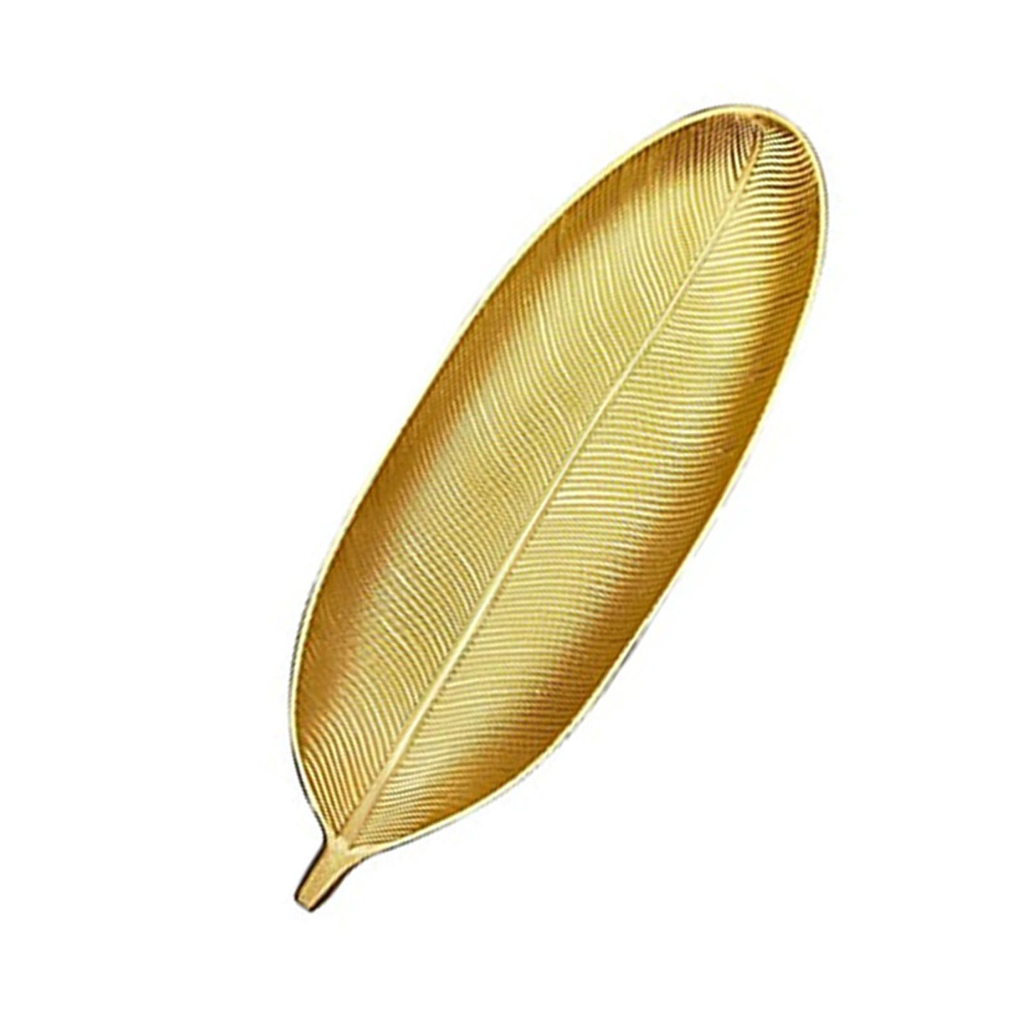 Fruit Plate Golden Style Leaf Shape Brushed Appearance Compact Density Board Serving Dessert Plate for Home S