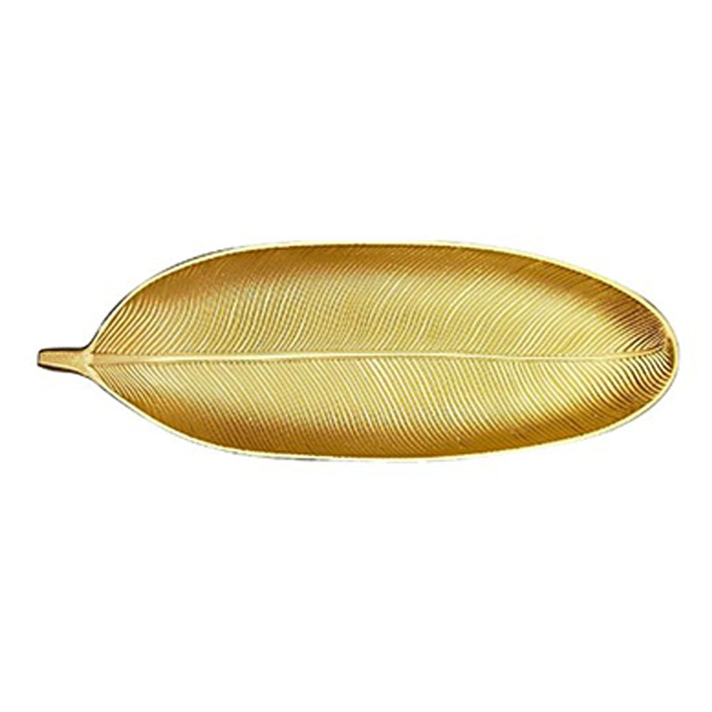 Fruit Plate Golden Style Leaf Shape Brushed Appearance Compact Density Board Serving Dessert Plate for Home S