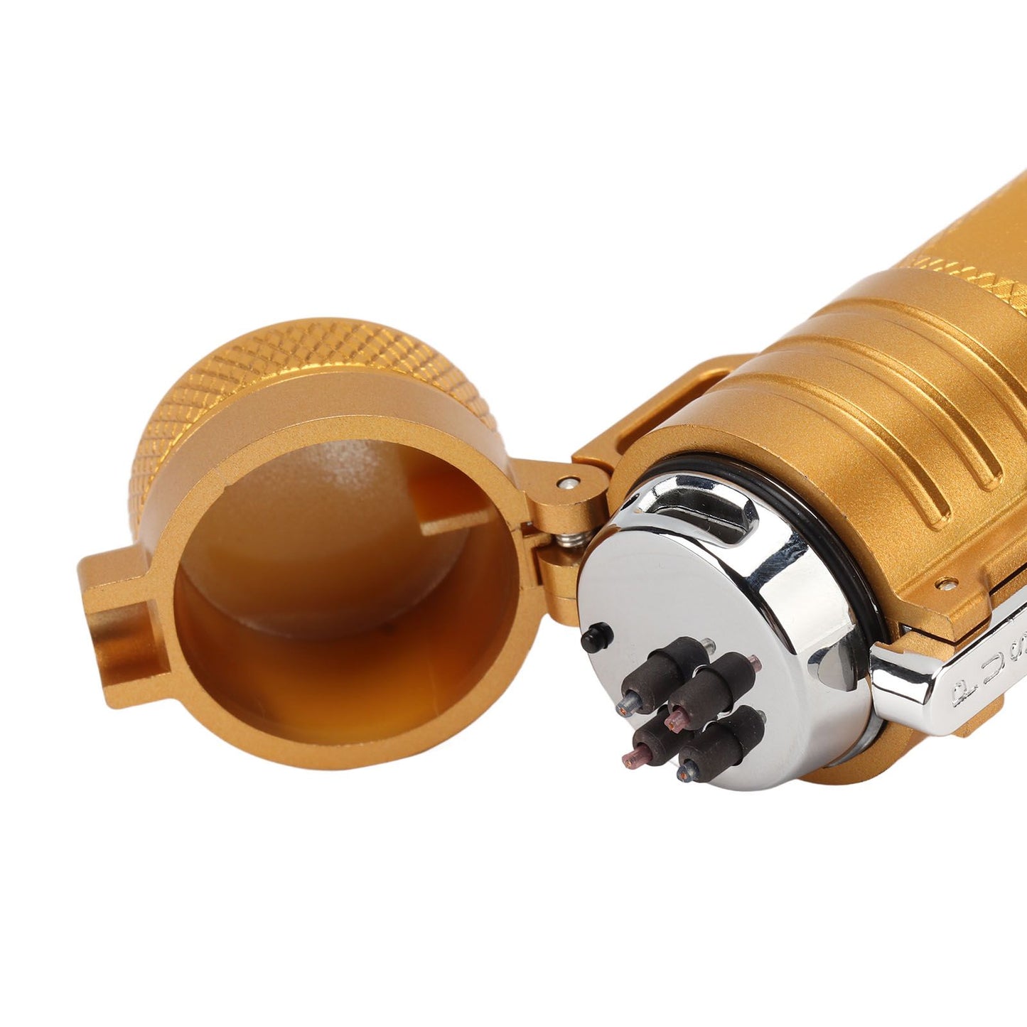 Electric Lighter Waterproof Windproof Aluminum Alloy Portable Lighter with Flashlight 3.7v Gold
