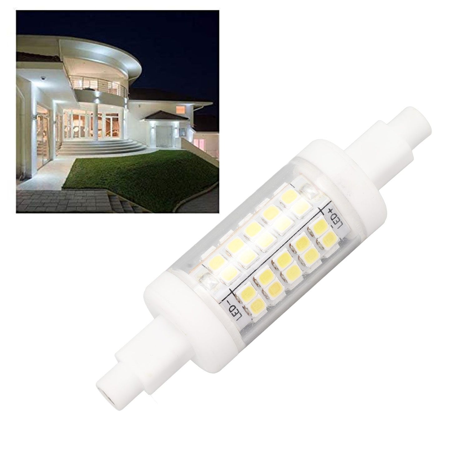 R7s LED Bulb 80mm 5W Double End Floodlight with 60LED 6000K White Light Corn Lighting for Replacement 220V