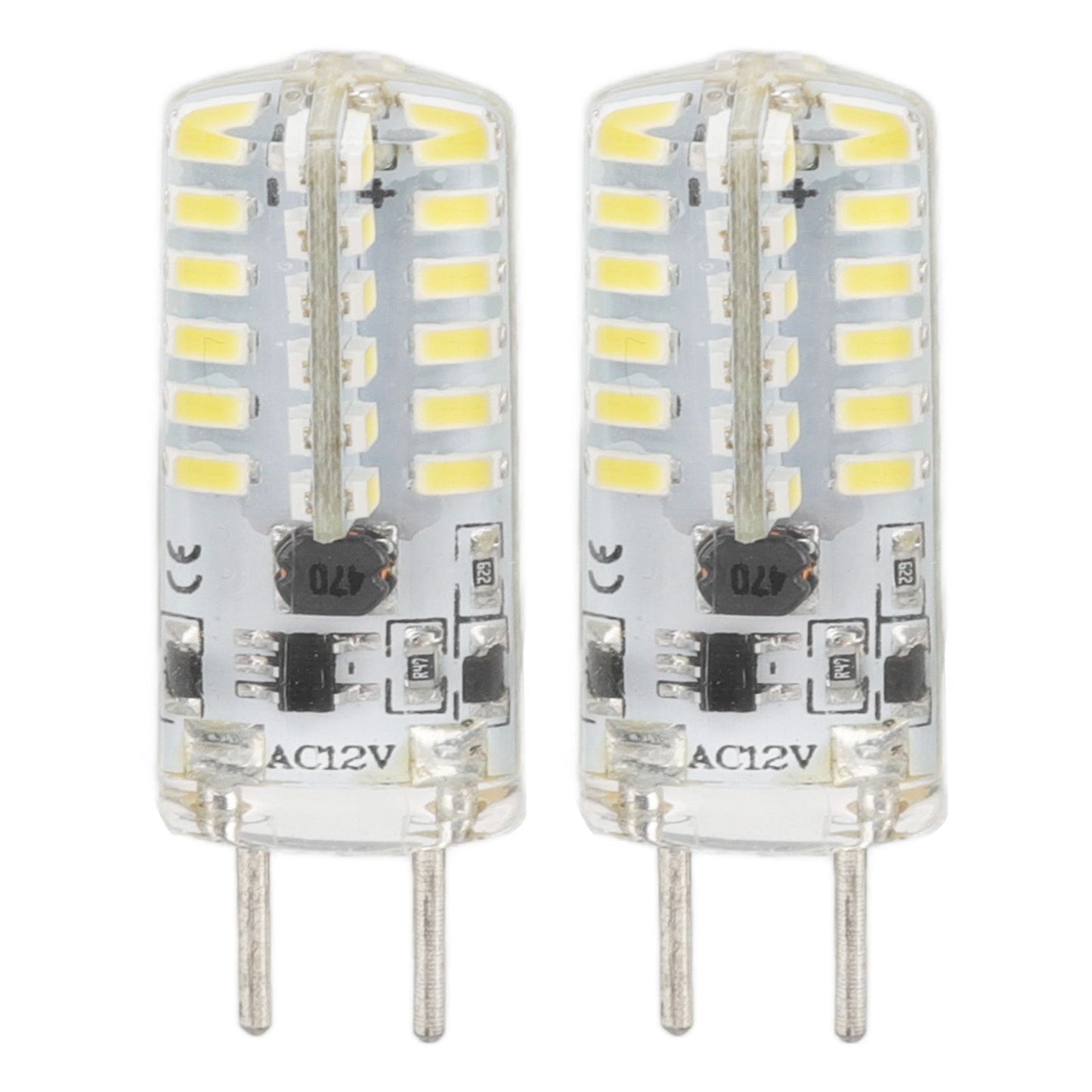 GY6.35 Bulb Eye Protection Energy Saving 6000K 3W 48 LED Light Bulb for Chandelier Table Lamp 12V 2pcs