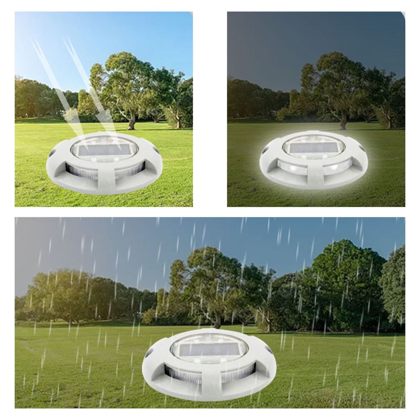Solar Step Light IP65 Waterproof Round Aluminum Alloy Outdoor LED Stair Lamp for Deck Courtyard Pathway Warm Color