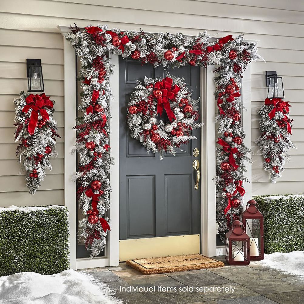 40cm Christmas Wreath Xmas Door Oranments Merry Christmas Decor For Home 2021 Happy New Year Hanging Pendants