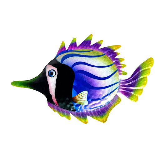 Metal Fish Crafts Decoration Colorful Iron Sculpture Statues Garden Hanging Ornament for Balcony Patio