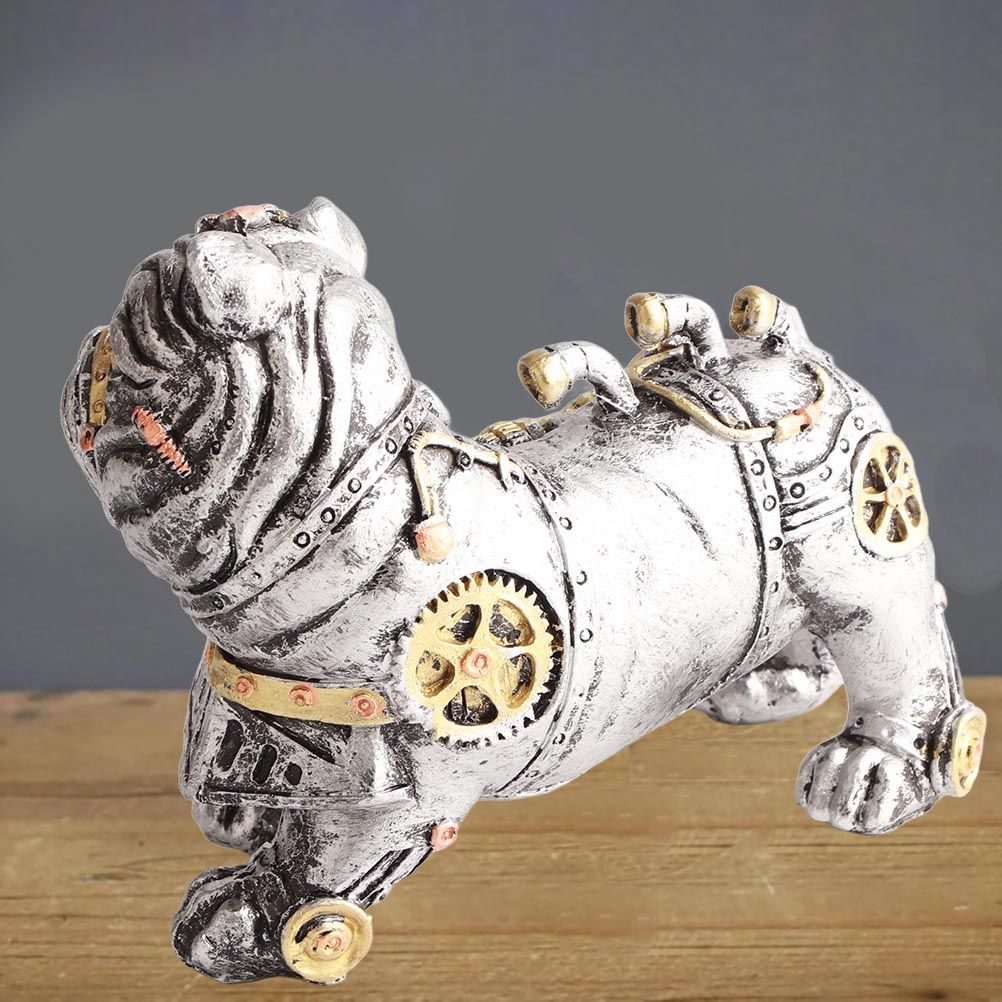 Mechanical Punk Dog Resin Crafts Steampunk Bulldog Dog Resin Statue Desktop Window Decoration Home Ornaments