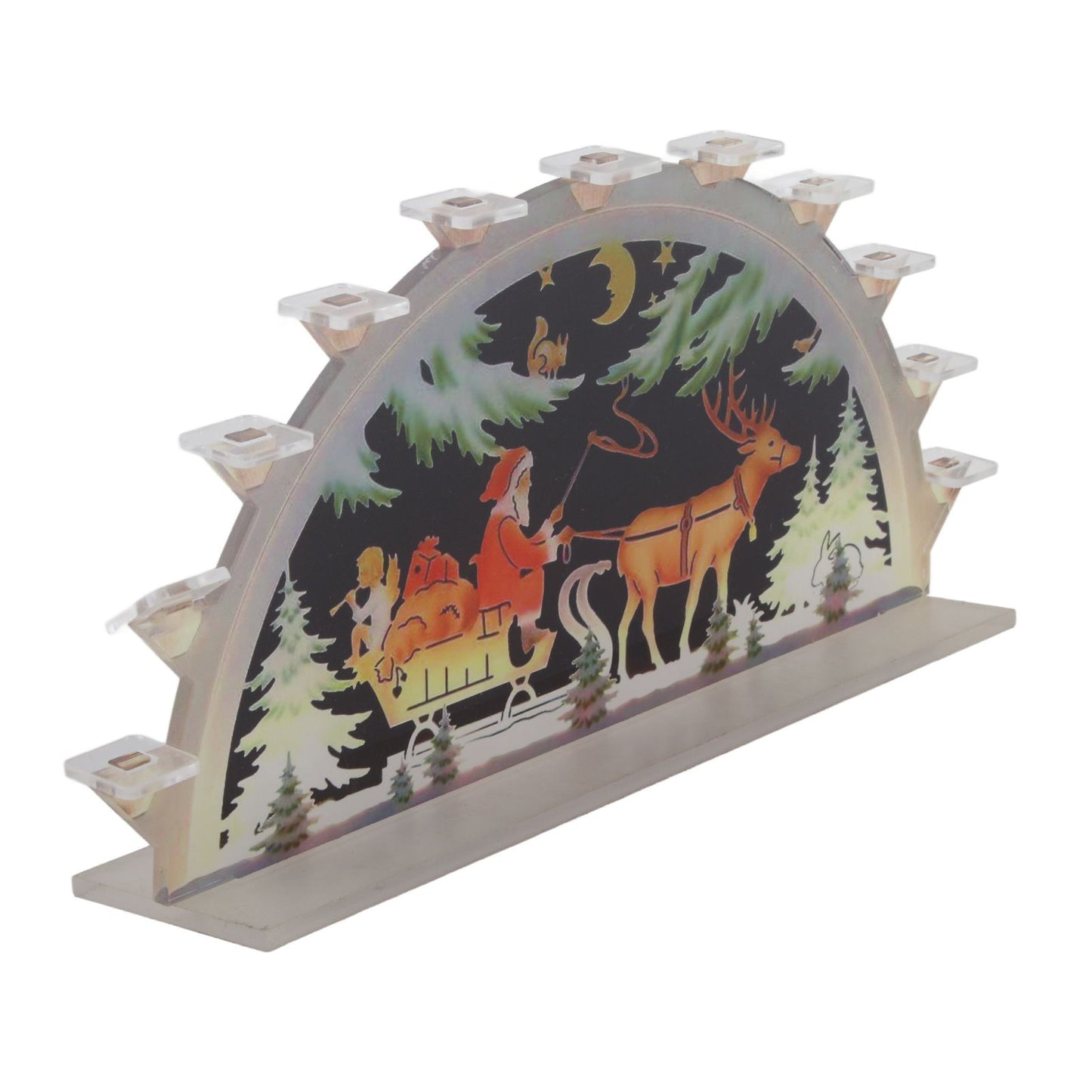 Christmas Santa Acrylic Illuminated LED Candle Bridge Ornament Indoor Christmas Decoration Battery Operated