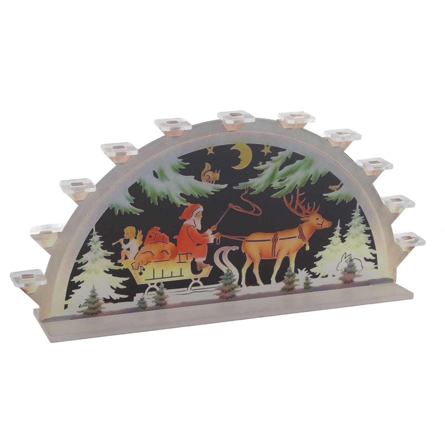 Christmas Santa Acrylic Illuminated LED Candle Bridge Ornament Indoor Christmas Decoration Battery Operated