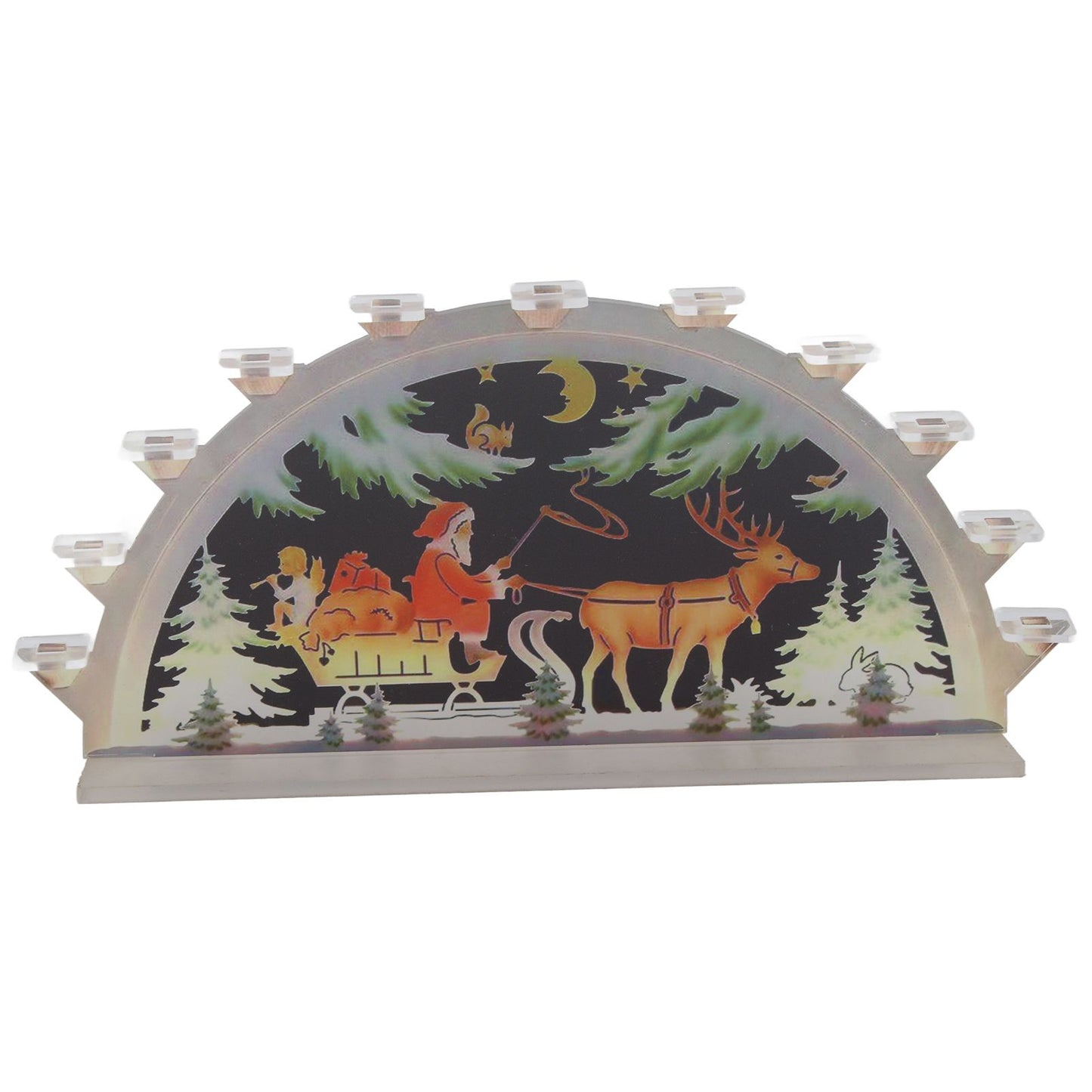 Christmas Santa Acrylic Illuminated LED Candle Bridge Ornament Indoor Christmas Decoration Battery Operated