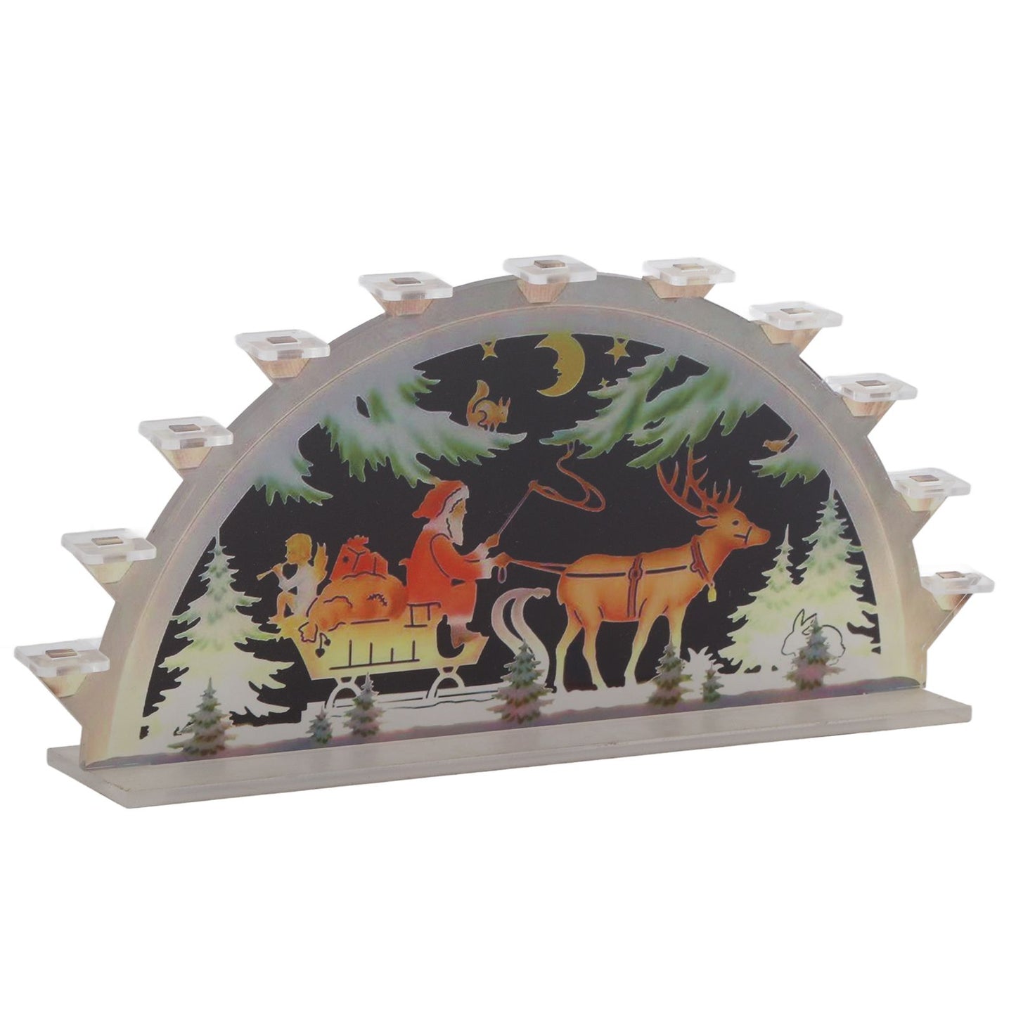 Christmas Santa Acrylic Illuminated LED Candle Bridge Ornament Indoor Christmas Decoration Battery Operated