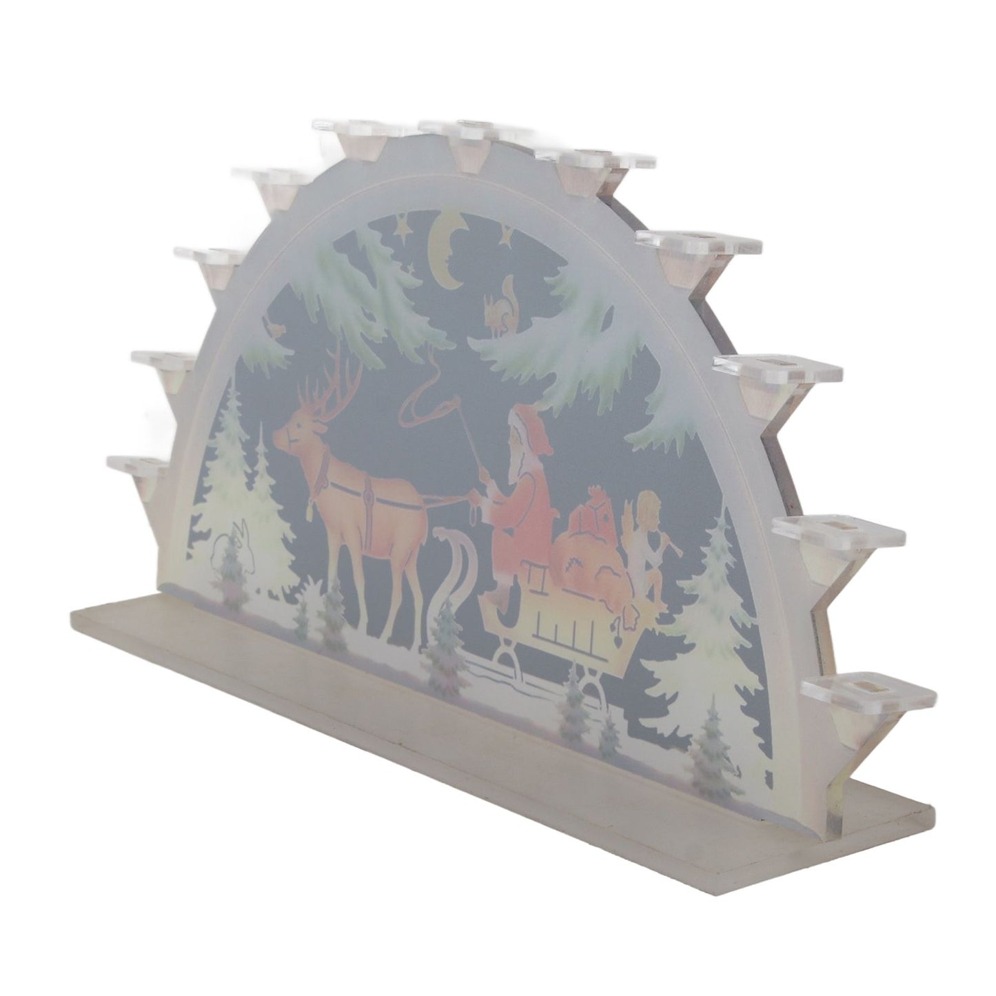 Christmas Santa Acrylic Illuminated LED Candle Bridge Ornament Indoor Christmas Decoration Battery Operated