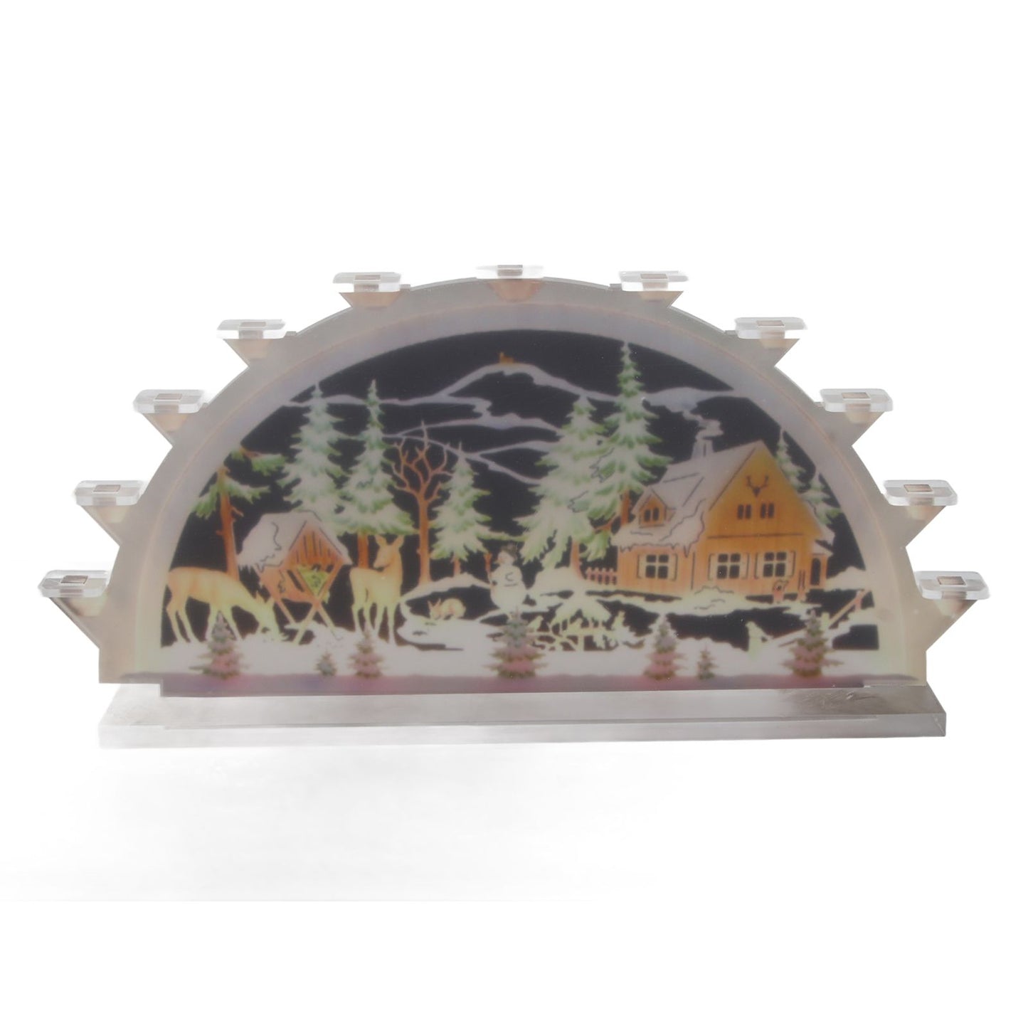 Christmas Santa Acrylic Illuminated LED Candle Bridge Ornament Indoor Christmas Decoration Battery Operated