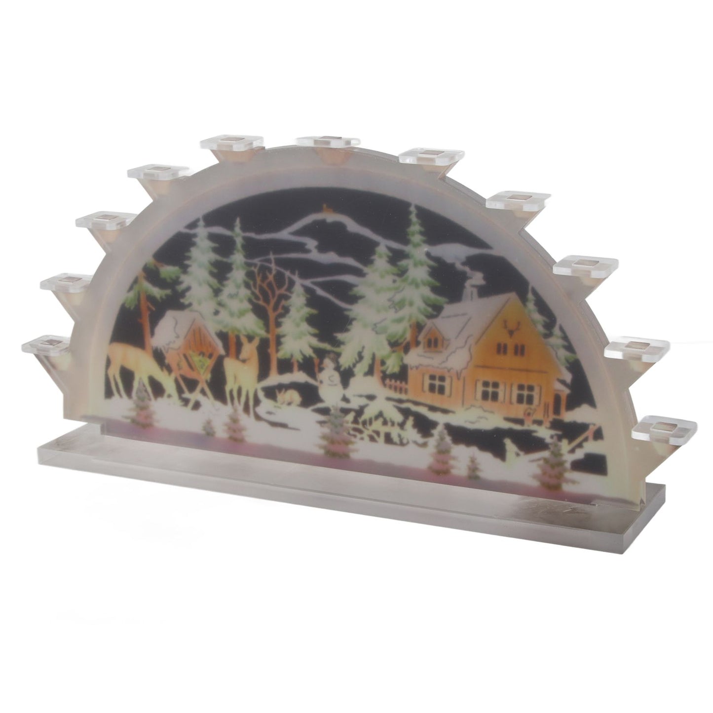 Christmas Santa Acrylic Illuminated LED Candle Bridge Ornament Indoor Christmas Decoration Battery Operated