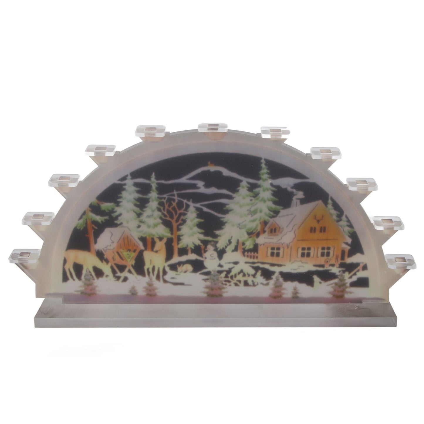 Christmas Santa Acrylic Illuminated LED Candle Bridge Ornament Indoor Christmas Decoration Battery Operated