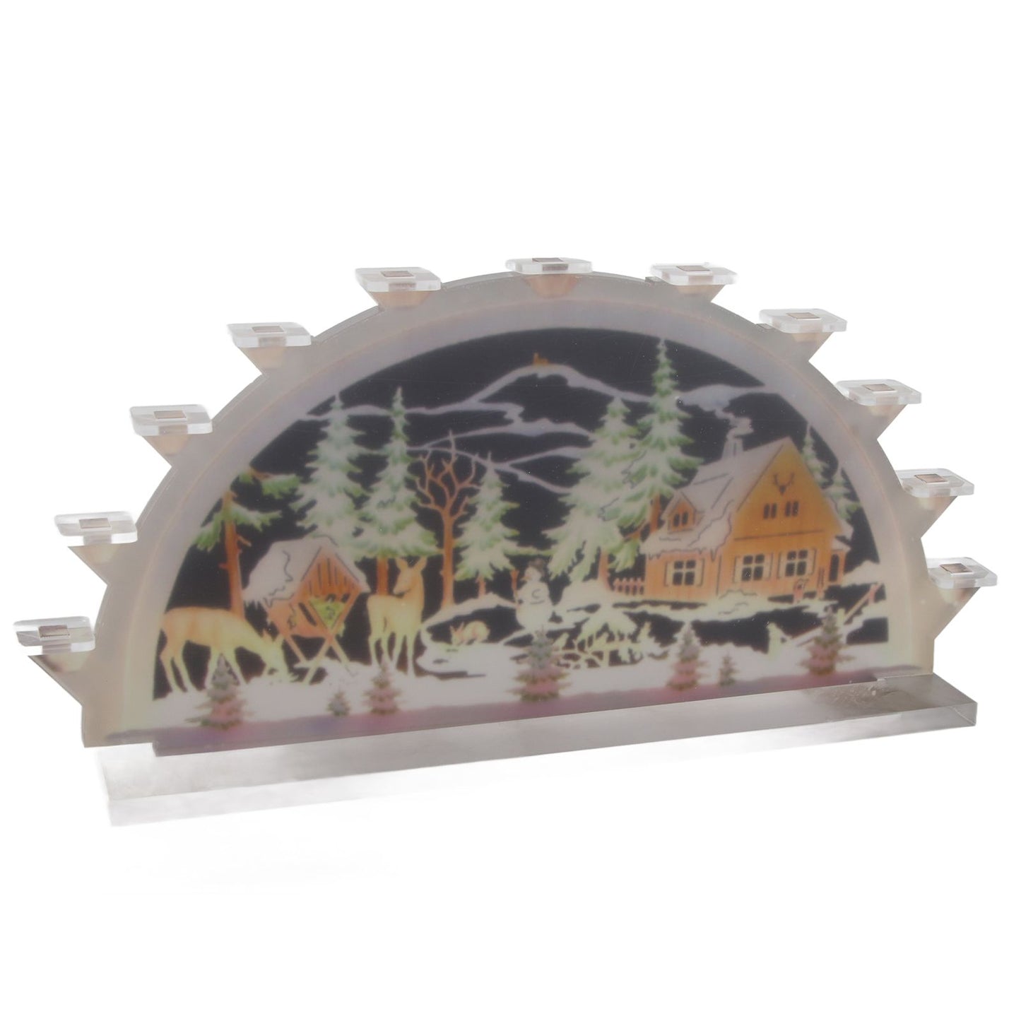 Christmas Santa Acrylic Illuminated LED Candle Bridge Ornament Indoor Christmas Decoration Battery Operated