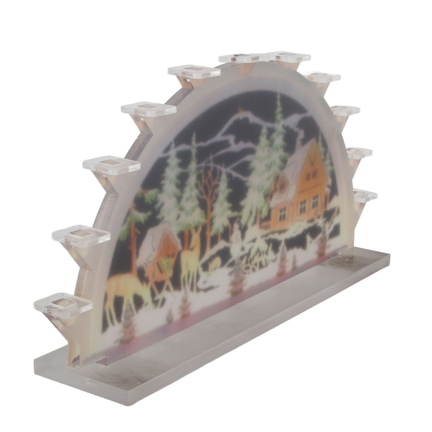 Christmas Santa Acrylic Illuminated LED Candle Bridge Ornament Indoor Christmas Decoration Battery Operated