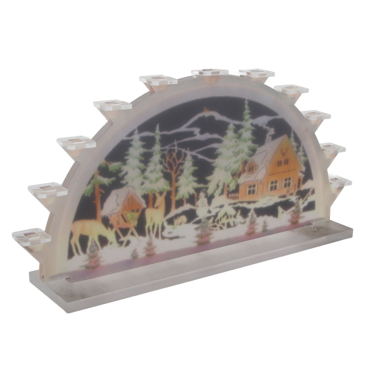 Christmas Santa Acrylic Illuminated LED Candle Bridge Ornament Indoor Christmas Decoration Battery Operated