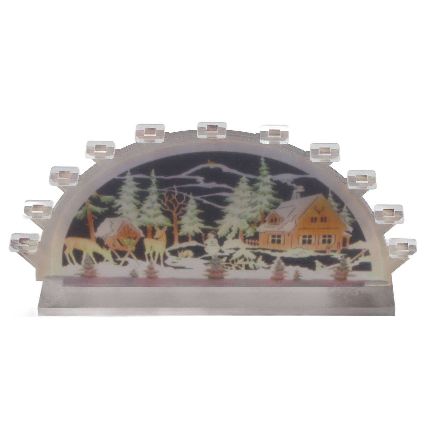 Christmas Santa Acrylic Illuminated LED Candle Bridge Ornament Indoor Christmas Decoration Battery Operated