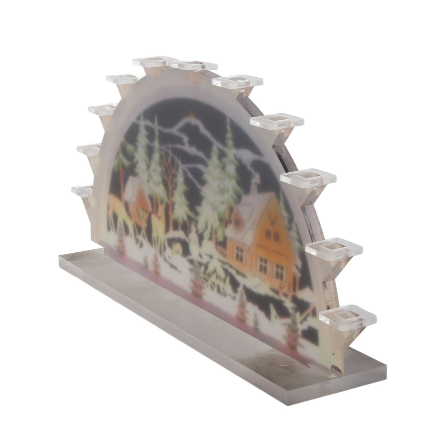 Christmas Santa Acrylic Illuminated LED Candle Bridge Ornament Indoor Christmas Decoration Battery Operated