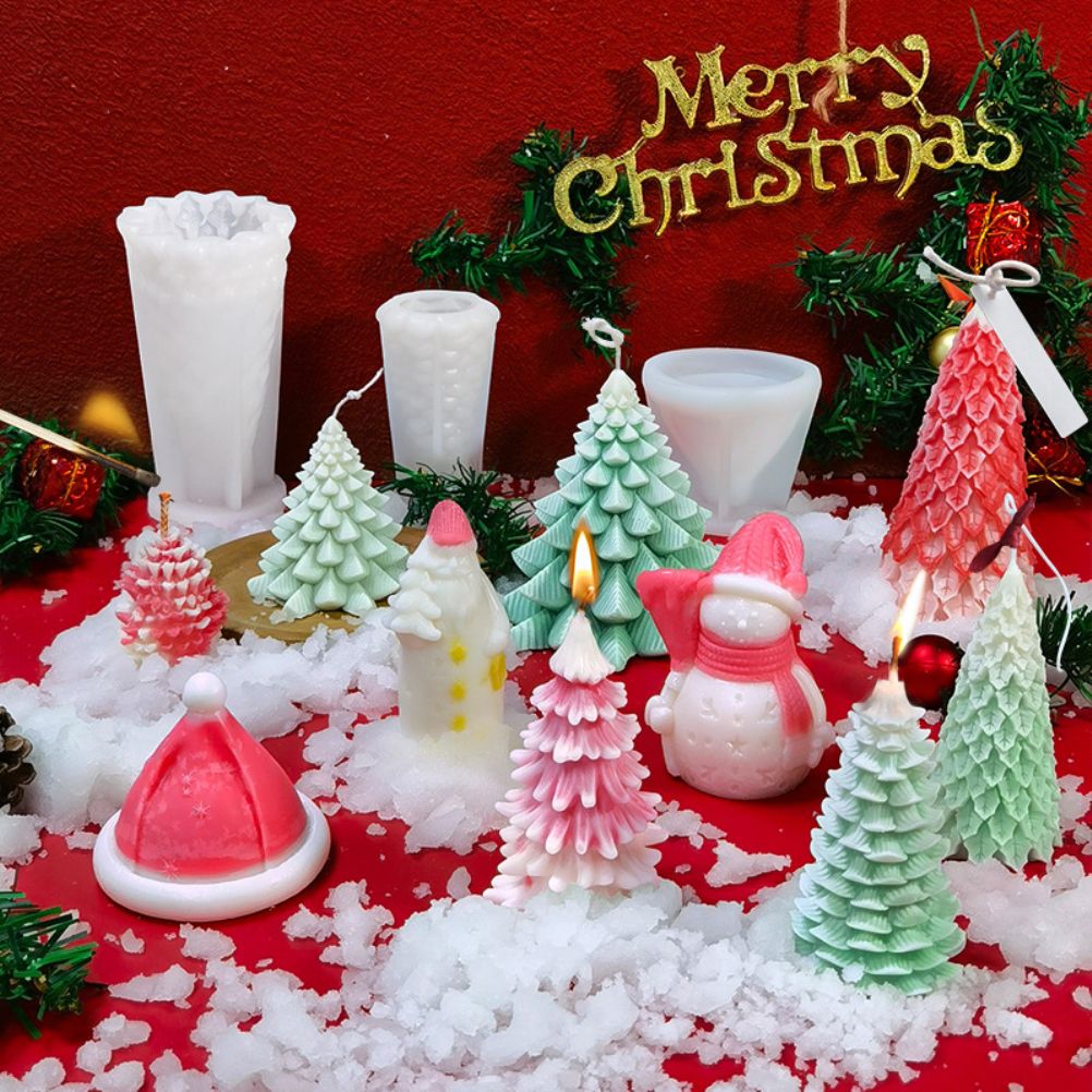 1 Pcs Christmas Tree DIY Silicone Candle Mold for Soap Cake Decorating Festival Craft Making Home Decoration Candle Making Supplies