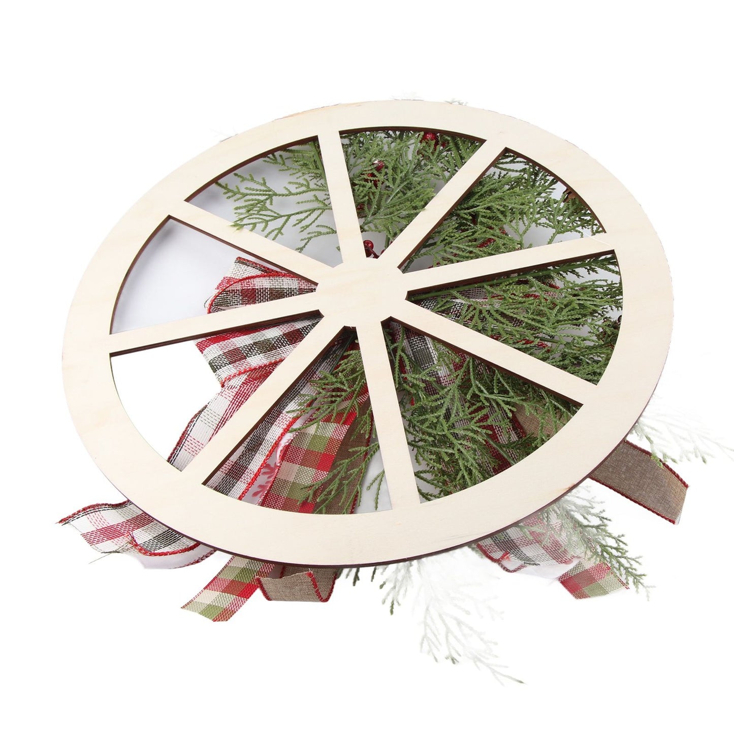 Red Truck Wheel Christmas Bowknot Wreath Fall Wreath for Front Door Wooden Hanging Ornament Wreath for Indoor Outdoor